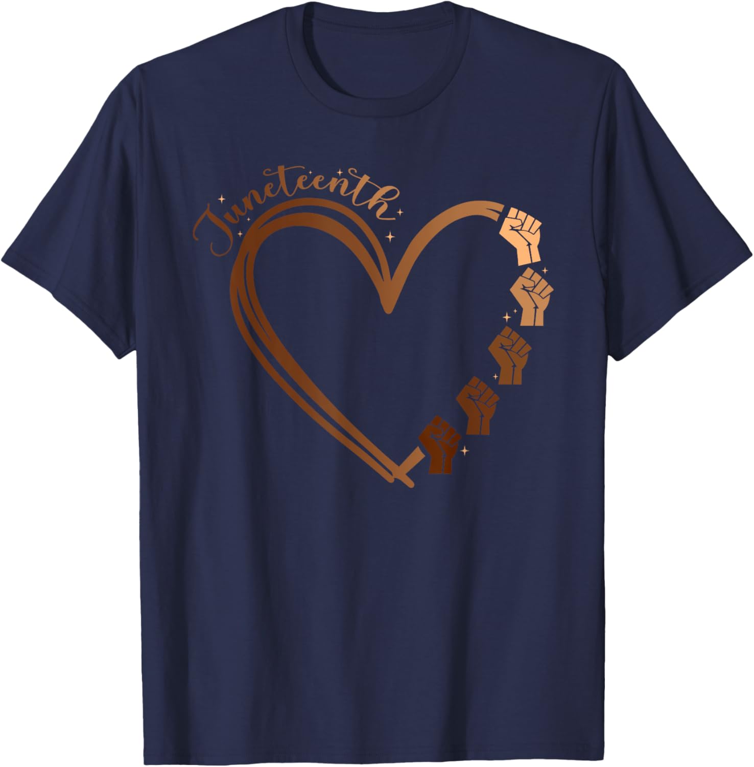 Juneteenth Heart Fist T-Shirt Celebrating Melanin and Black History Month - 5