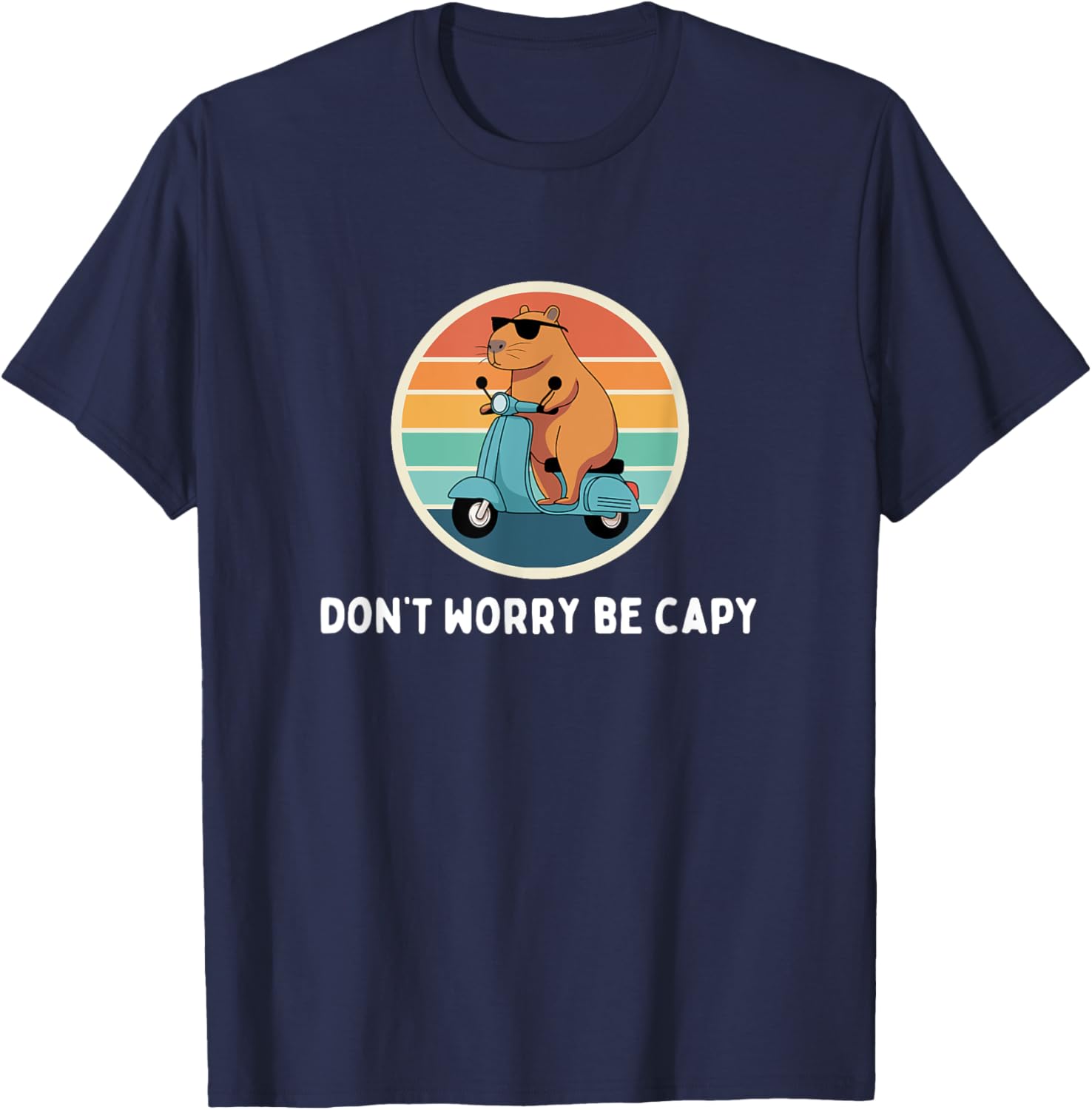Funny Capybara T-Shirt Don't Worry Be Capy Cute Rodent Apparel - 7