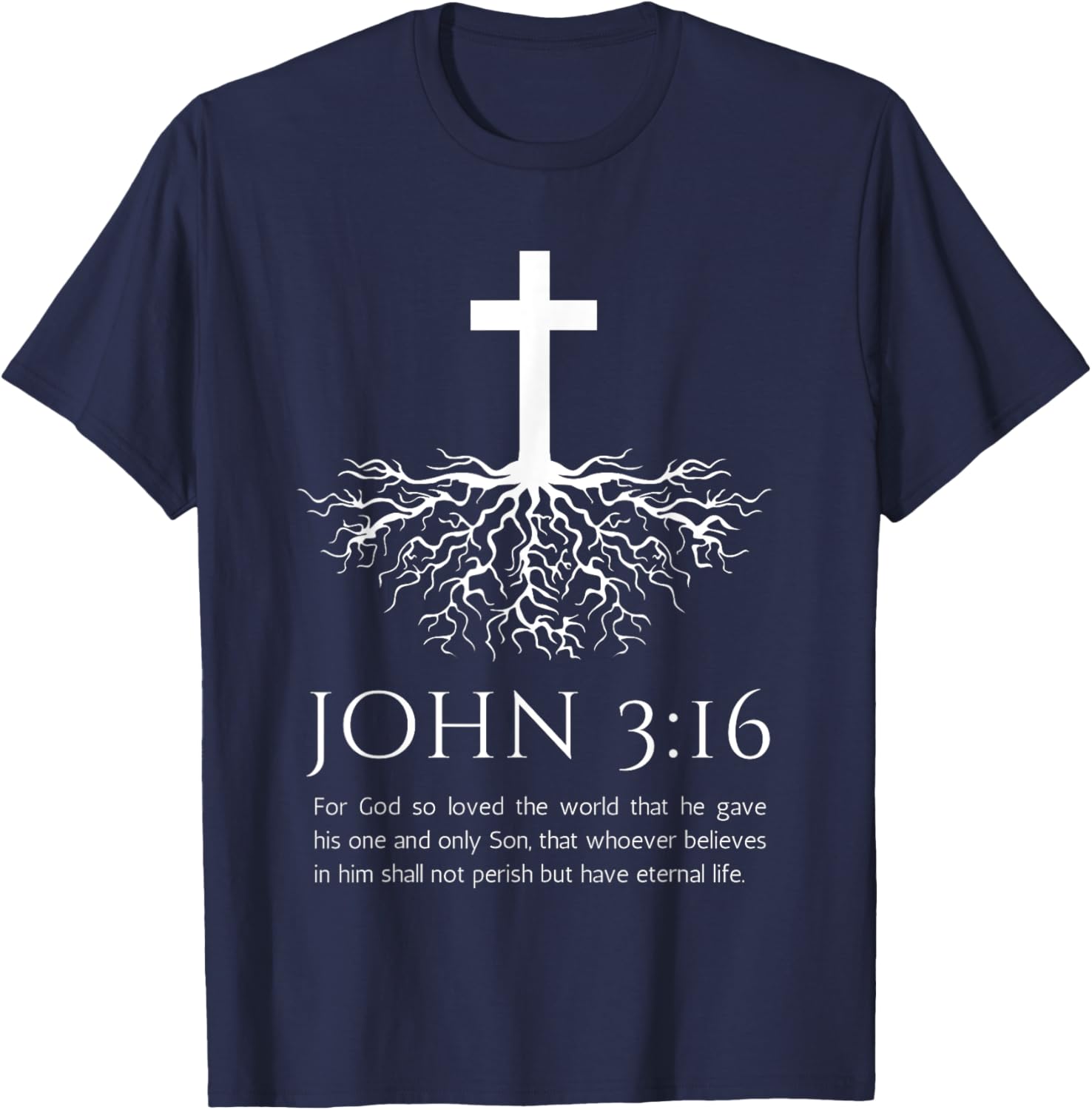 John 3:16 Jesus Cross T-Shirt with Tree Design - Christian Faith Apparel - 6