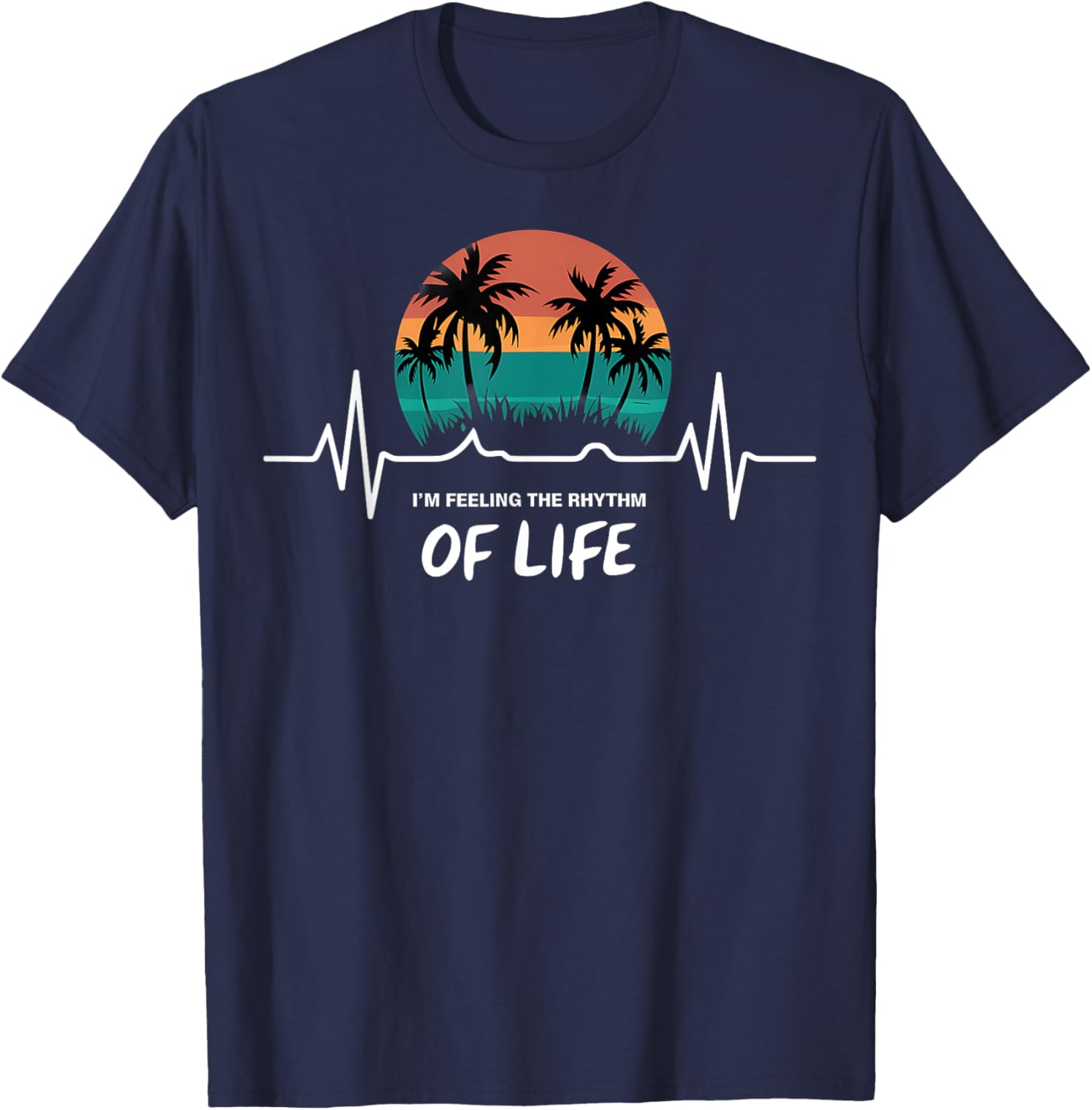 Palm Tree Sunset Heartbeat T-Shirt - Embrace the Rhythm of Life - 2