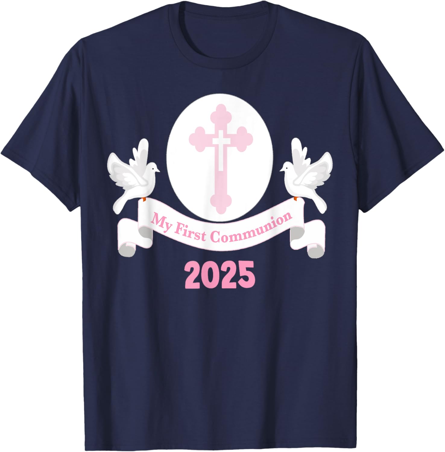 First Communion Girls Pink Cross T-Shirt for Daughter or Niece 2025 - 10
