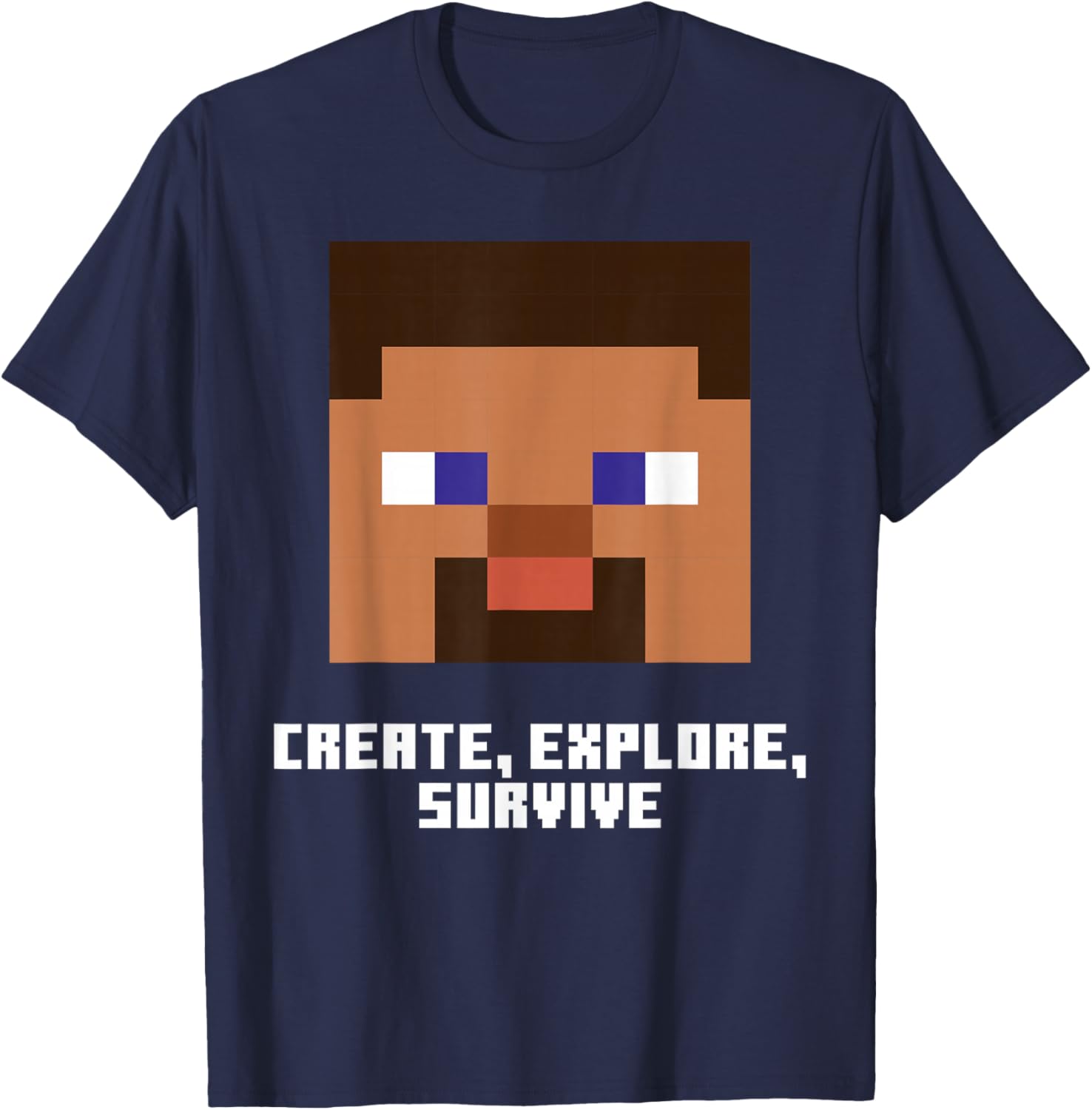 Minecraft Steve Face Create Explore Survive T-Shirt for Fans - 3