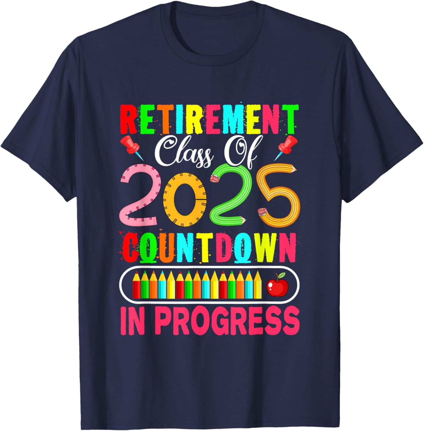 Colorful Retirement Class Of 2025 Countdown T-Shirt for Celebrations - 10