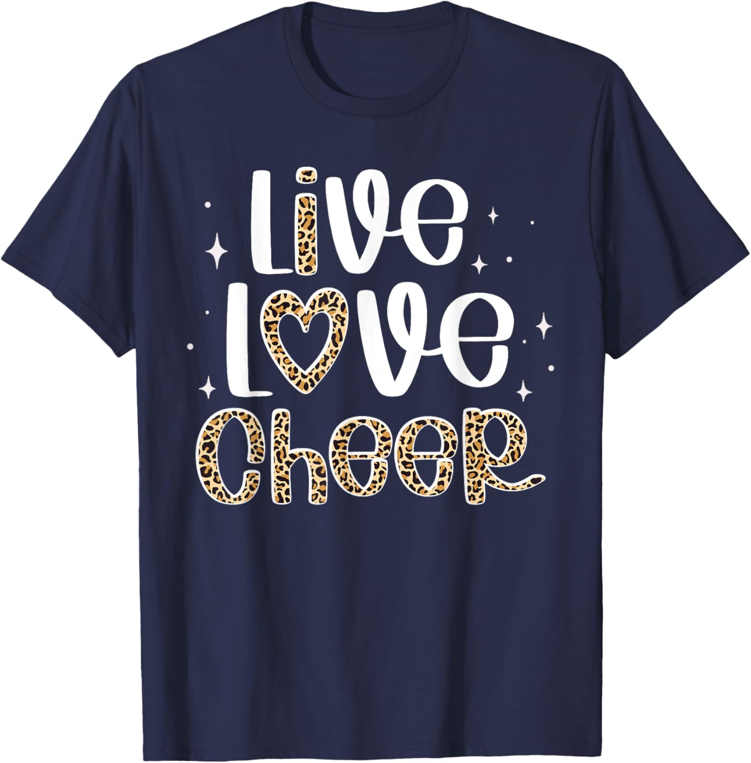 Cheerleader Live Love Cheer Leopard Print T-Shirt for Cheer Fans - 8