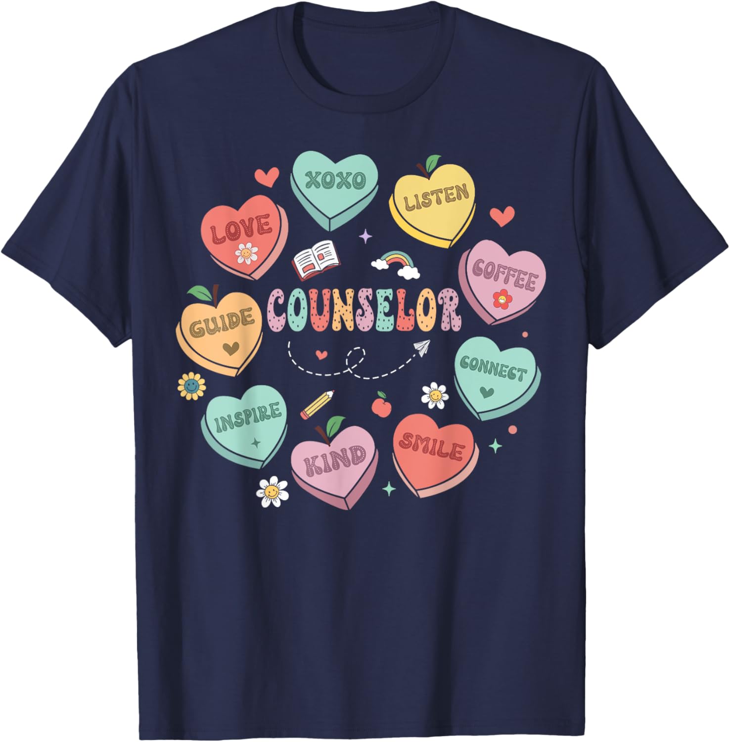 School Counselor Valentine's Day Conversation Hearts T-Shirt for Fun Celebrations - 1