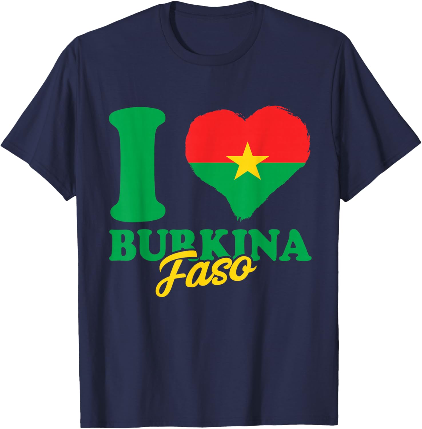 I Love Burkina Faso Heart T-Shirt with Burkina Faso Flag Design - 7