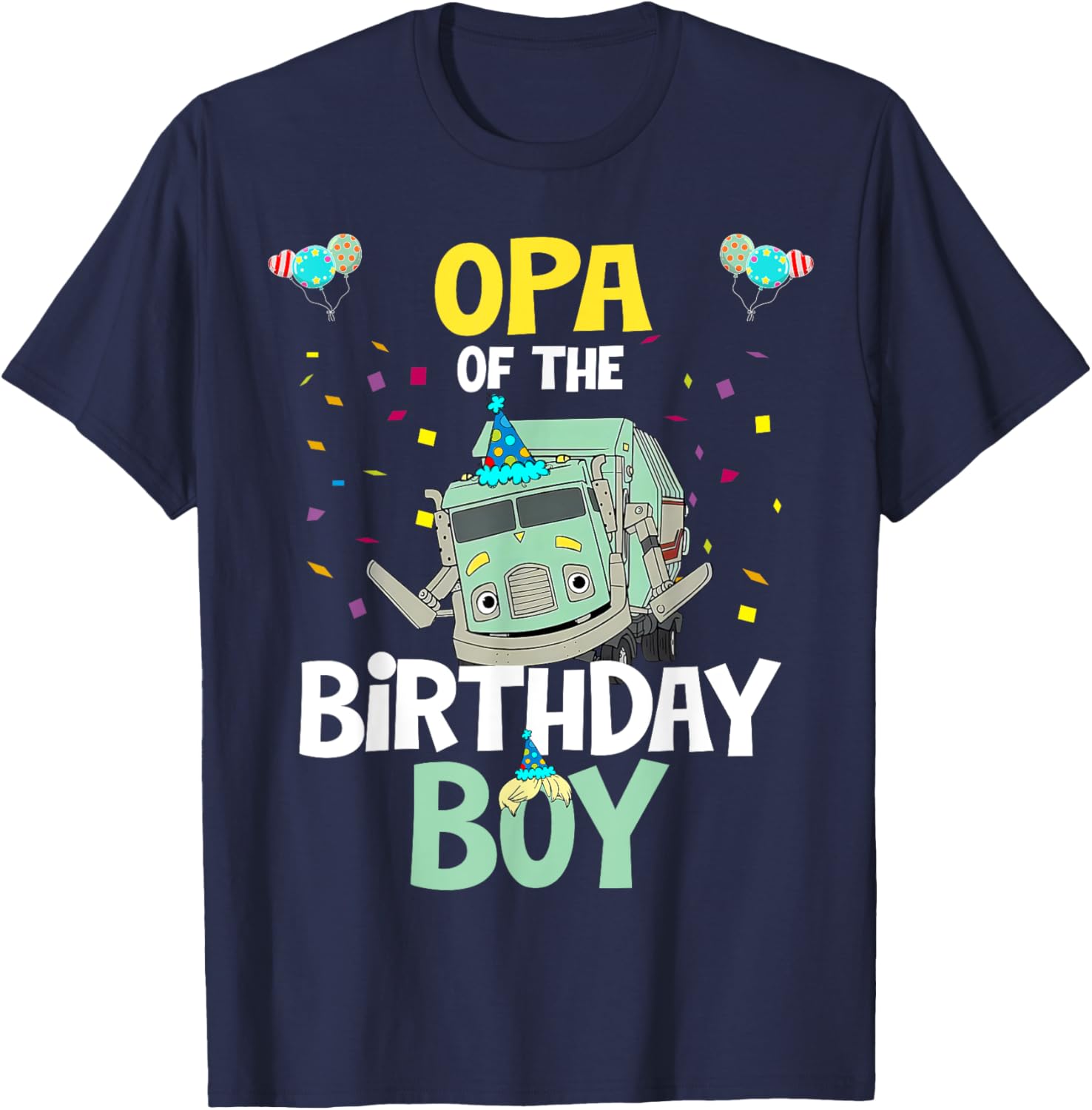 Opa Of The Birthday Boy Garbage Truck Recycling T-Shirt for Kids - 3