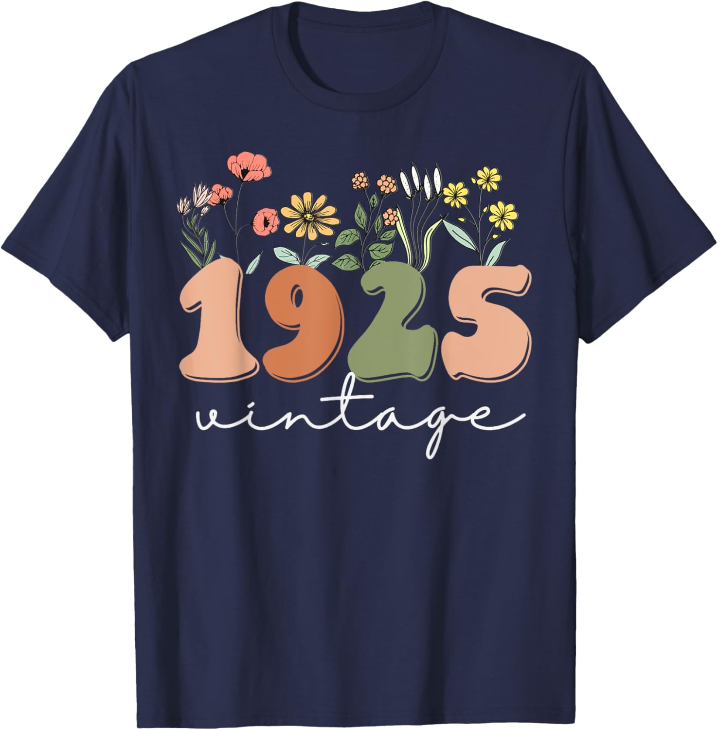 100 Years Old Vintage 1925 Wildflower Women's 100th Birthday T-Shirt - 7