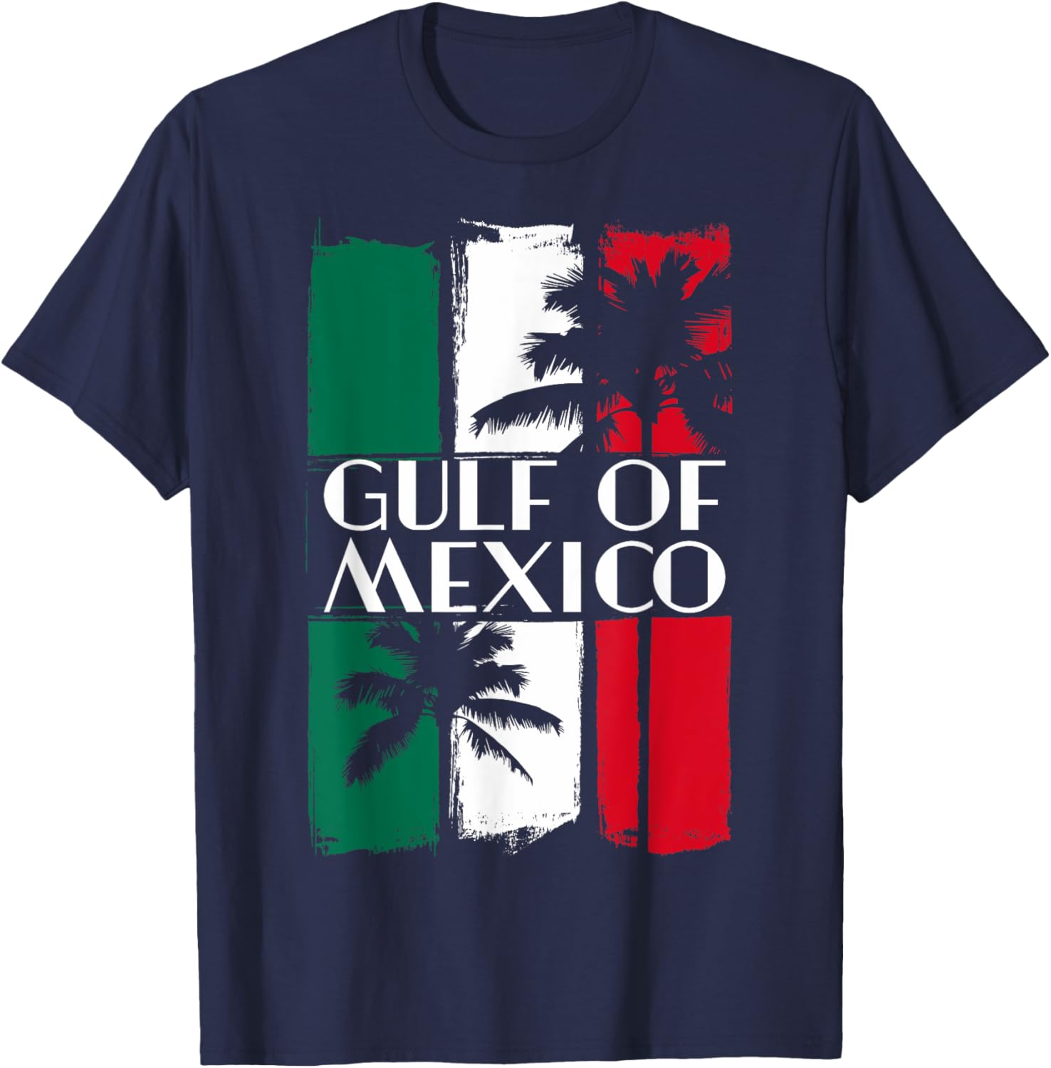 Gulf of Mexico T-Shirt with Mexican Flag Colors and Palm Trees - 12