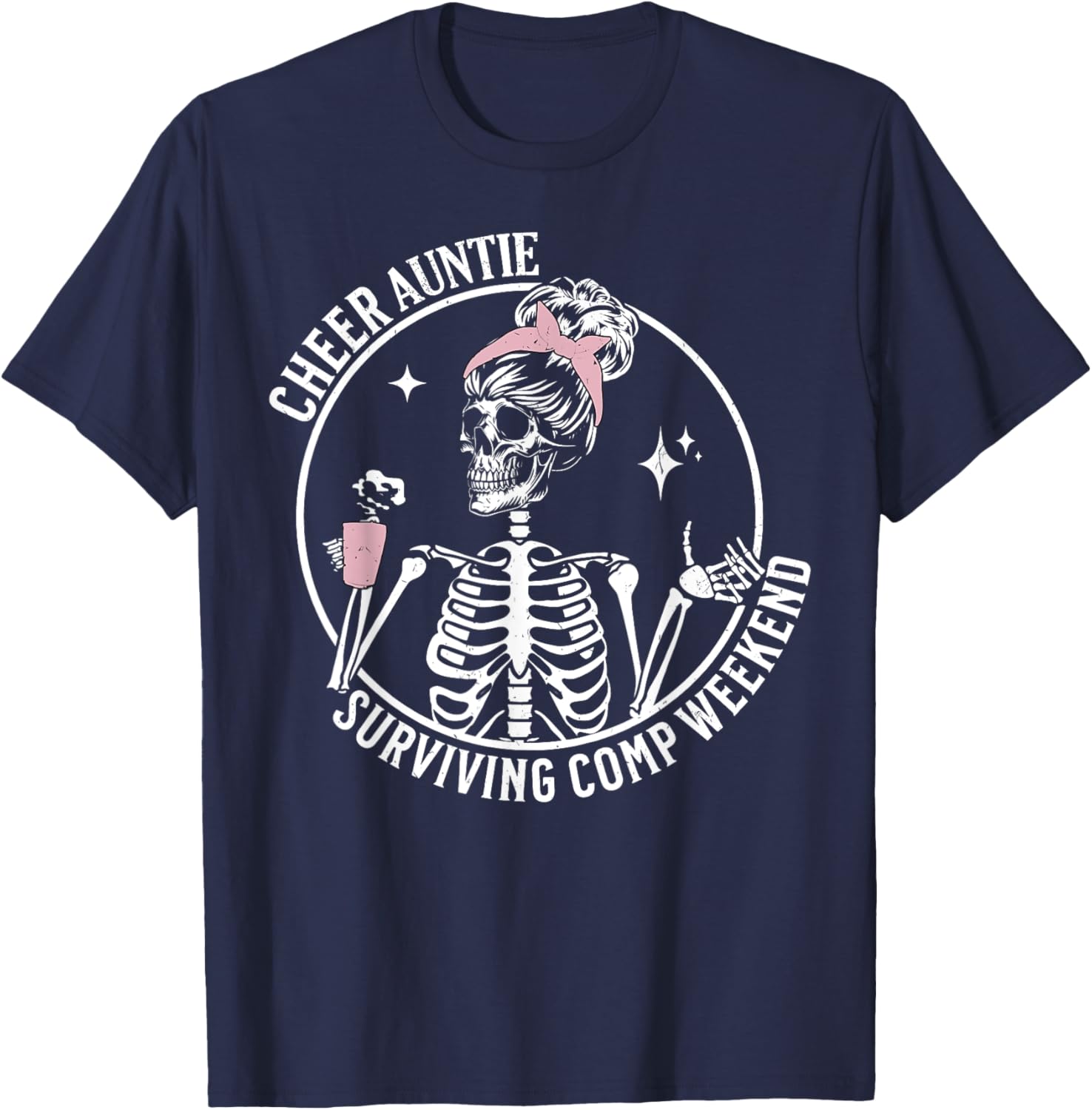 Skeleton Coffee Cheer Auntie T-Shirt for Weekend Fun and Style - 8
