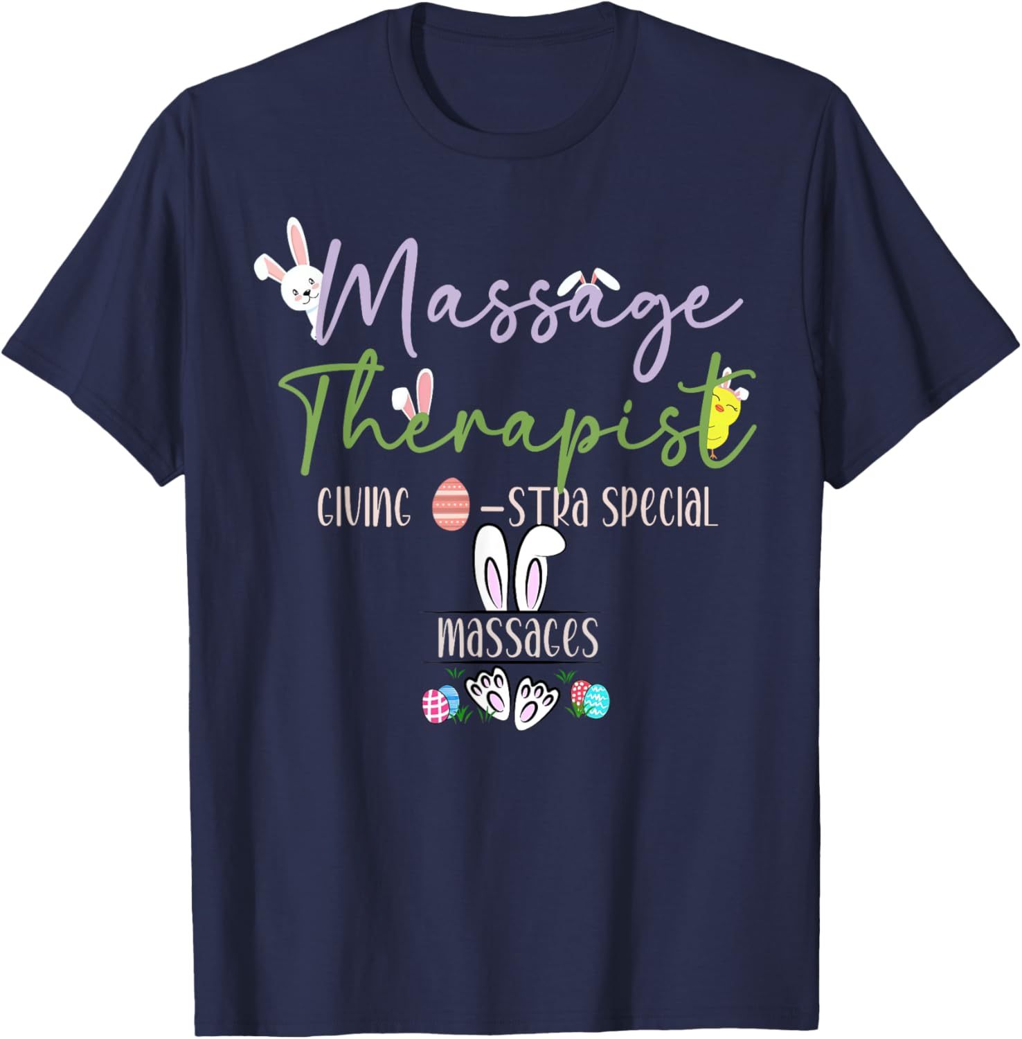 Cute Easter Bunny Massage Therapist T-Shirt for LMTs and Masseuses - 2