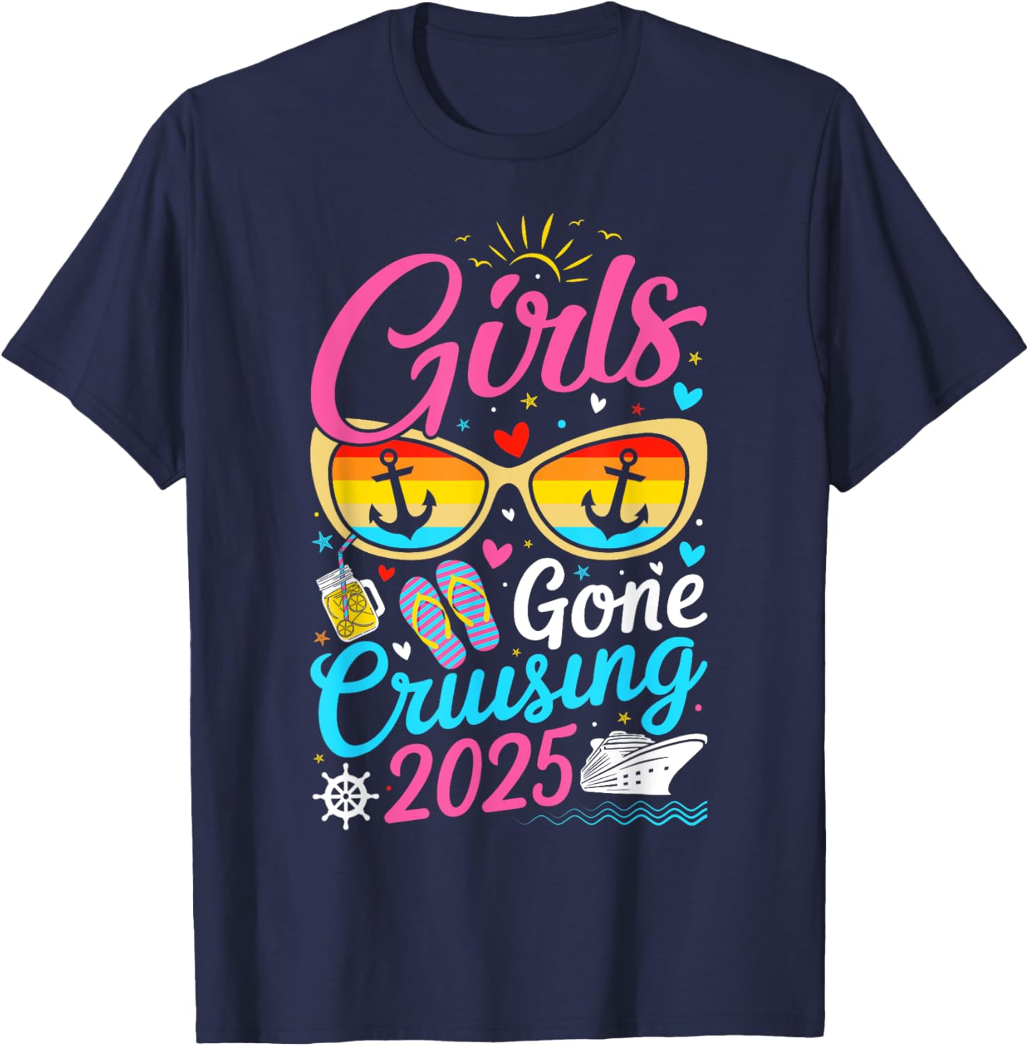 Girls Gone Cruising Vacation 2025 Party Cruise T-Shirt for Fun Adventures - 21