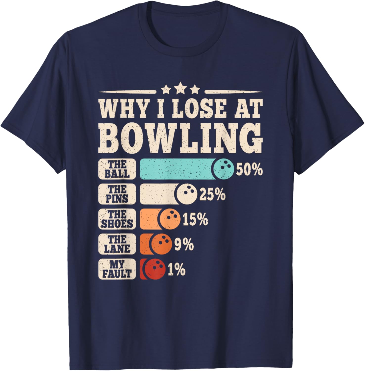 Funny Vintage Why I Lose at Bowling T-Shirt for Men and Women - 1