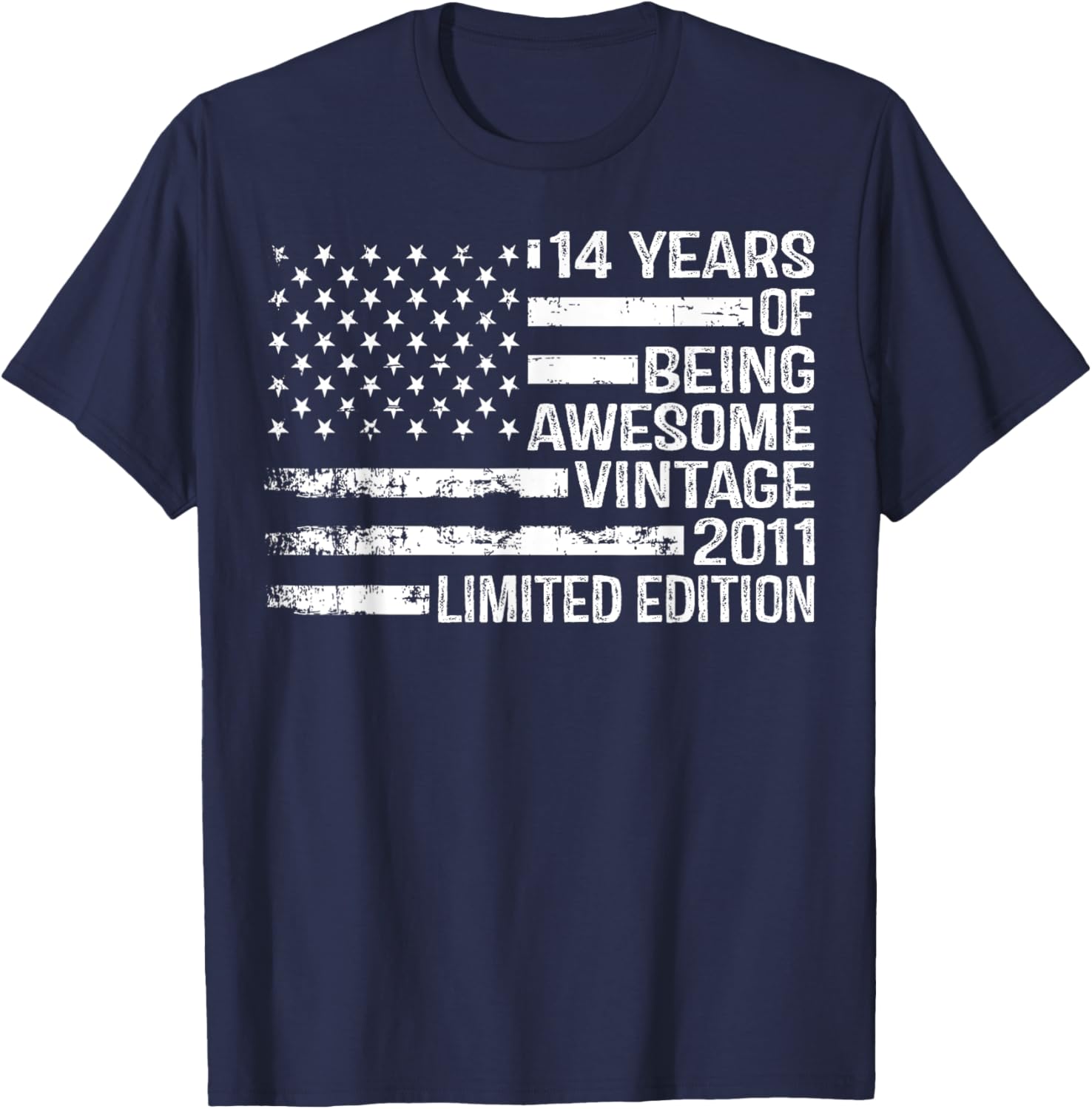 Vintage American Flag T-Shirt for 14th Birthday Celebration - 14 Years Old - 19