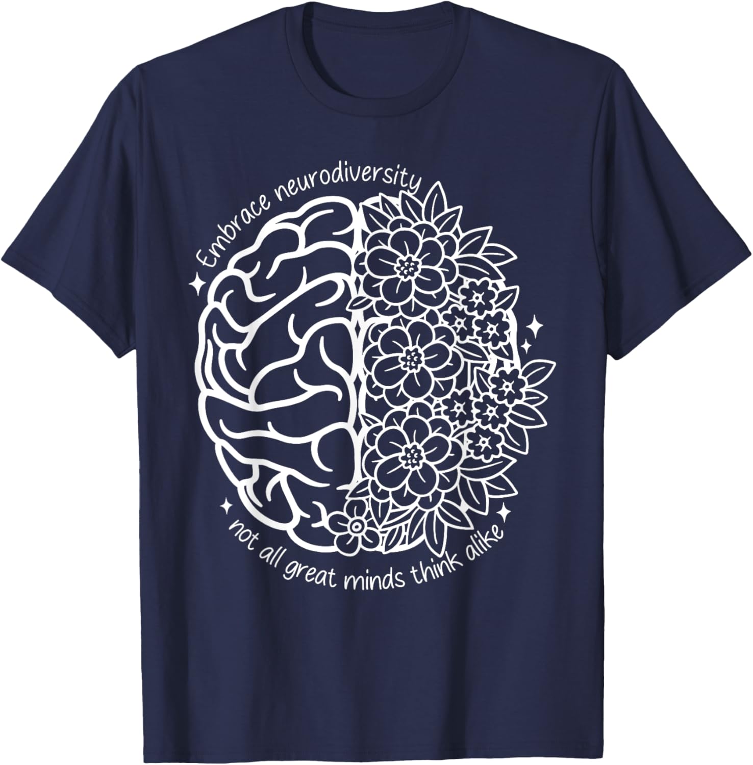 Embrace Neurodiversity Autism Awareness Brain Flower Support T-Shirt - 21