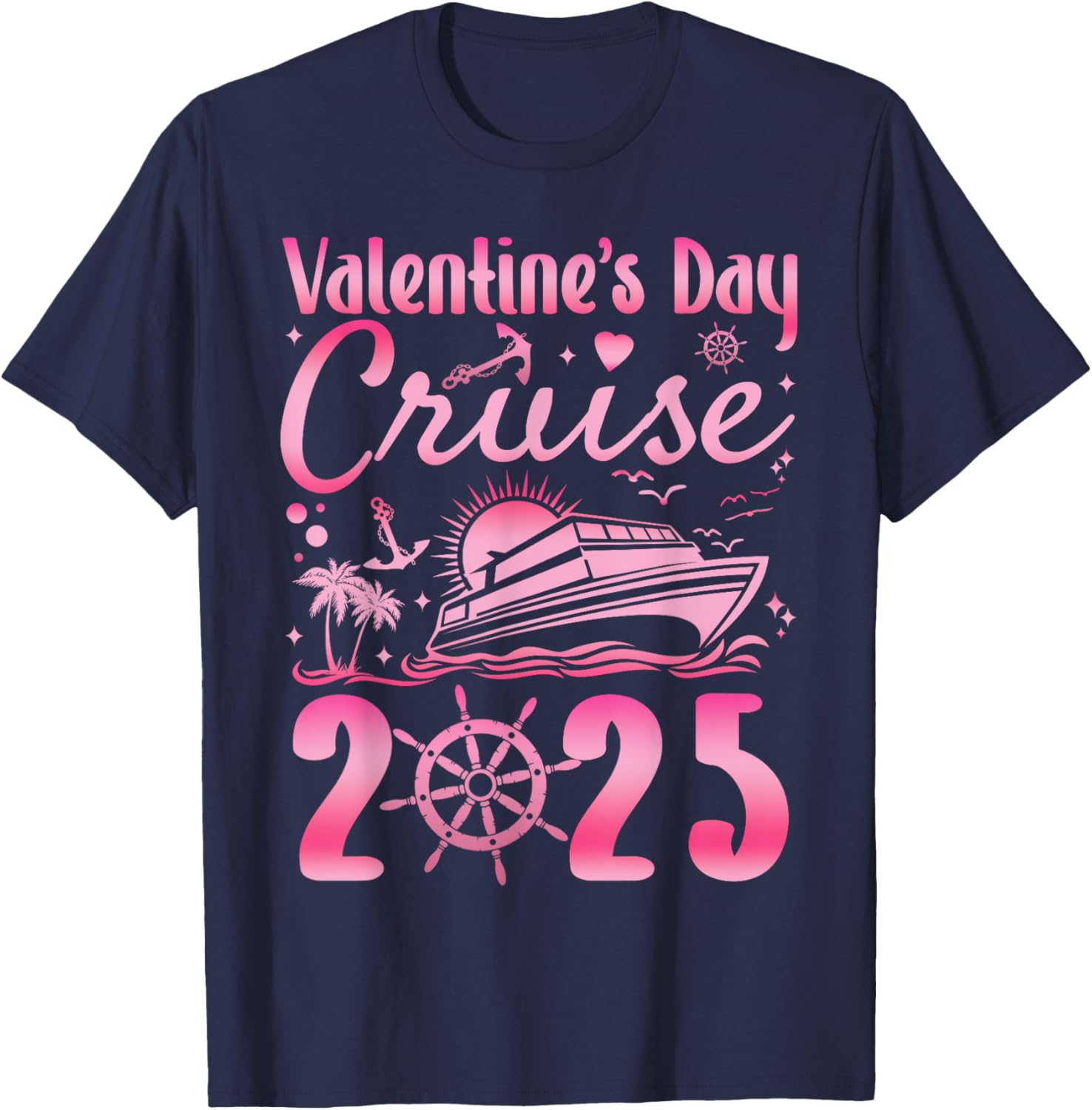 Romantic Valentine's Day Couples Family Cruise T-Shirt 2025 Getaway - 2