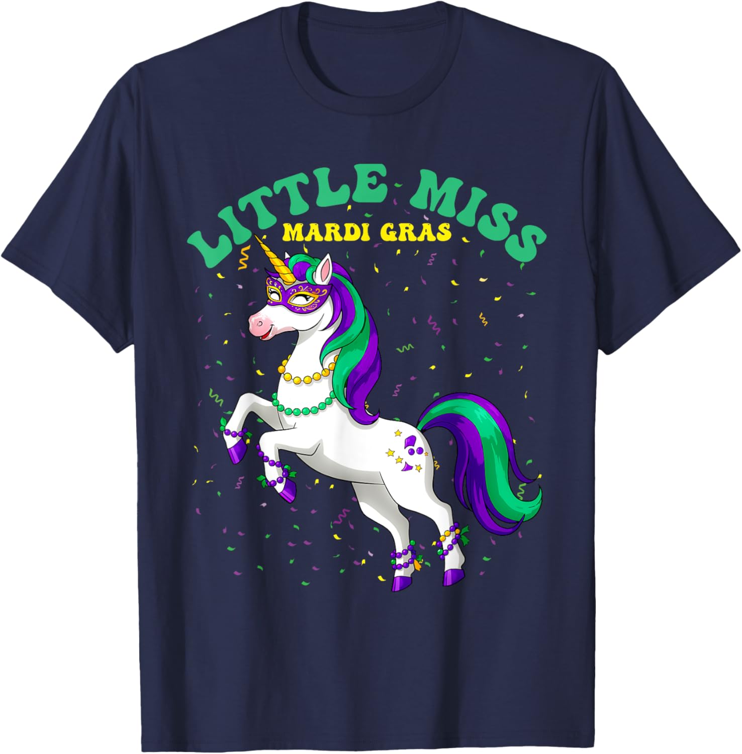 Little Miss Mardi Gras Unicorn T-Shirt for Women and Girls - 11