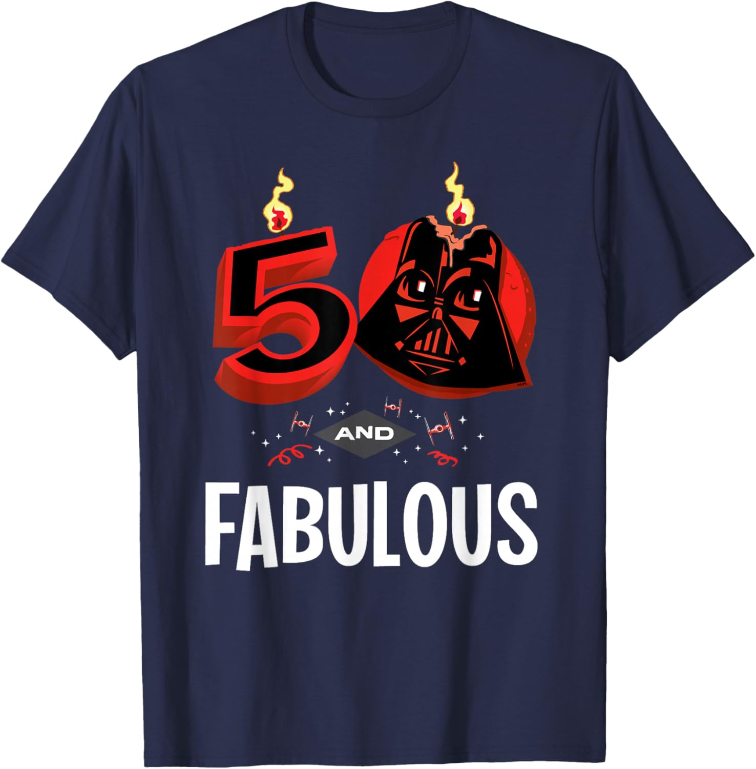 Star Wars 50th Birthday Darth Vader T-Shirt - 50 and Fabulous Style - 1