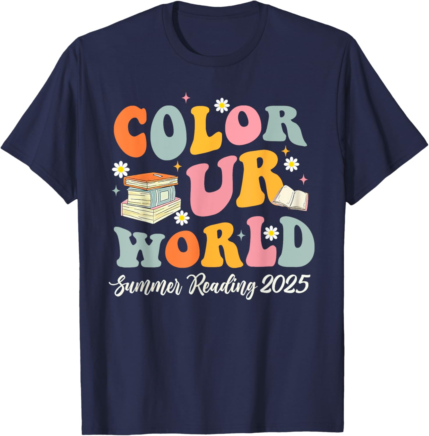 Retro Groovy Summer Reading Program 2025 T-Shirt for Kids and Adults - 7