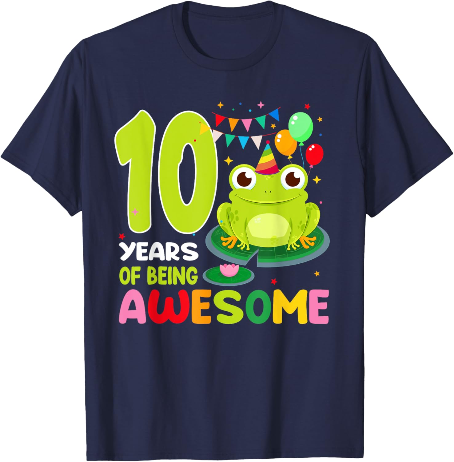 10th Birthday Frog Lover T-Shirt Celebrating 10 Years of Awesome Fun - 1