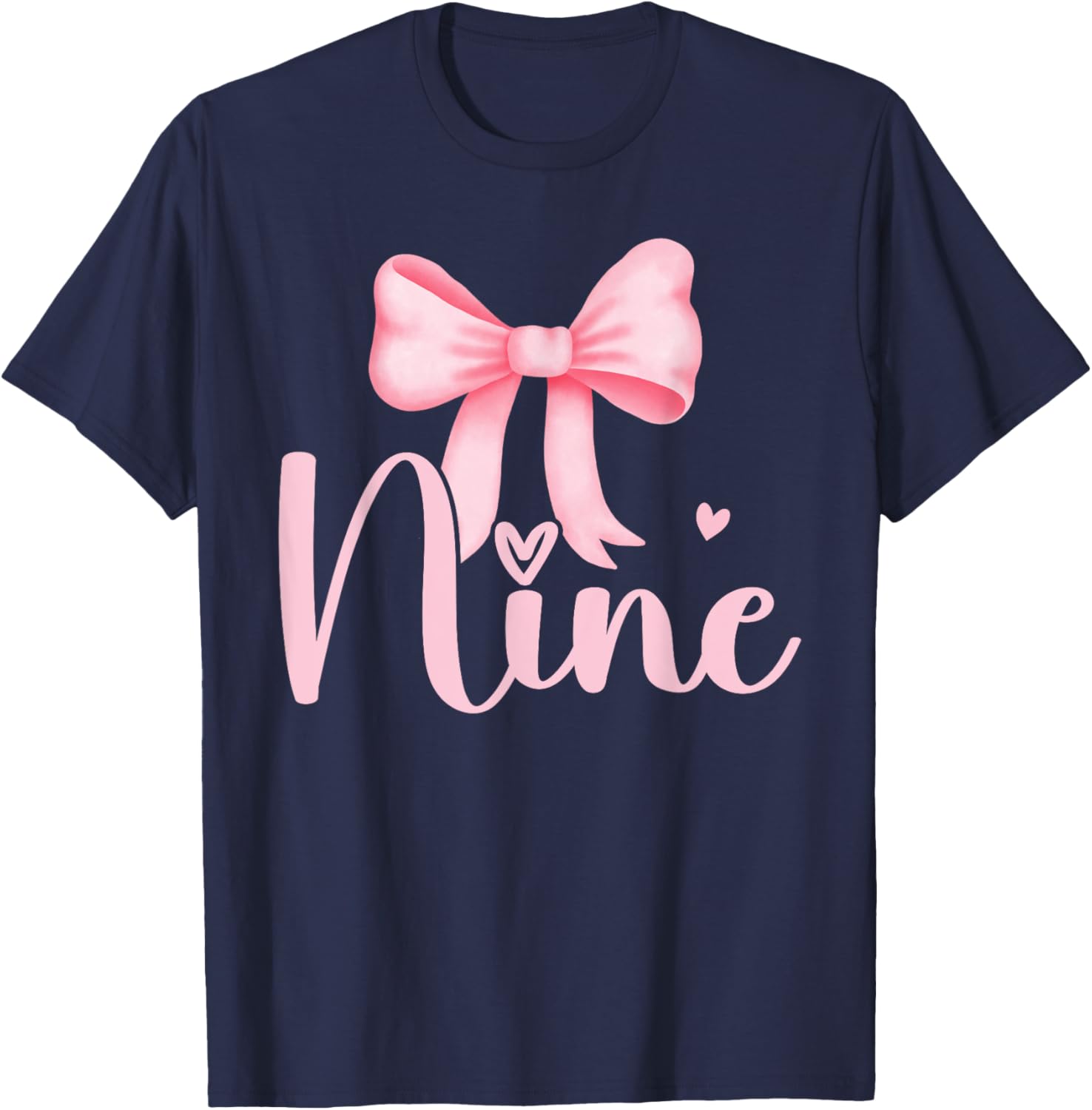 Adorable Birthday Girl Pink Coquette Bow T-Shirt for 9 Year Olds - 5