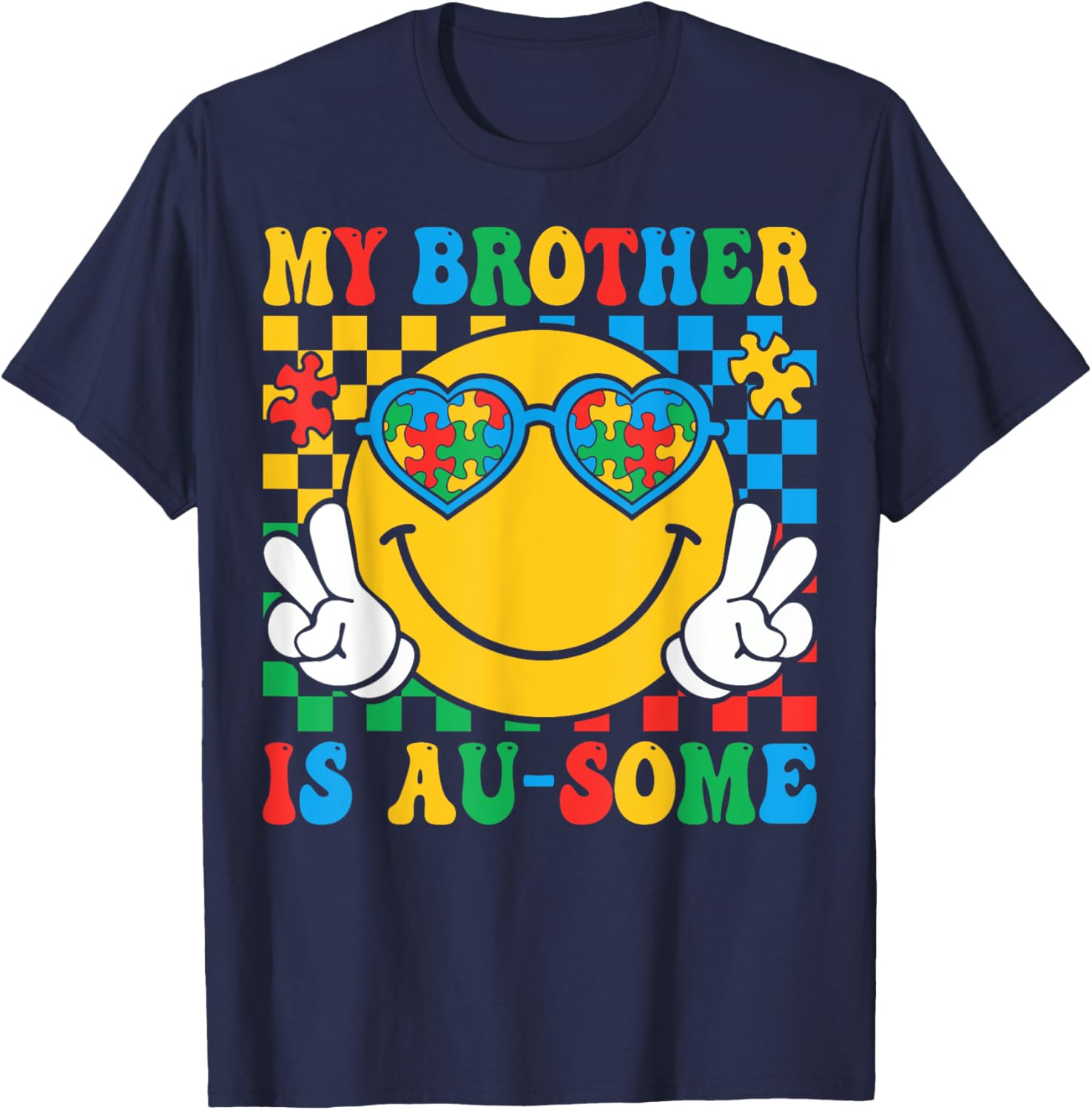 My Brother Is Awesome Autism Awareness T-Shirt for Sisters and Kids - 11