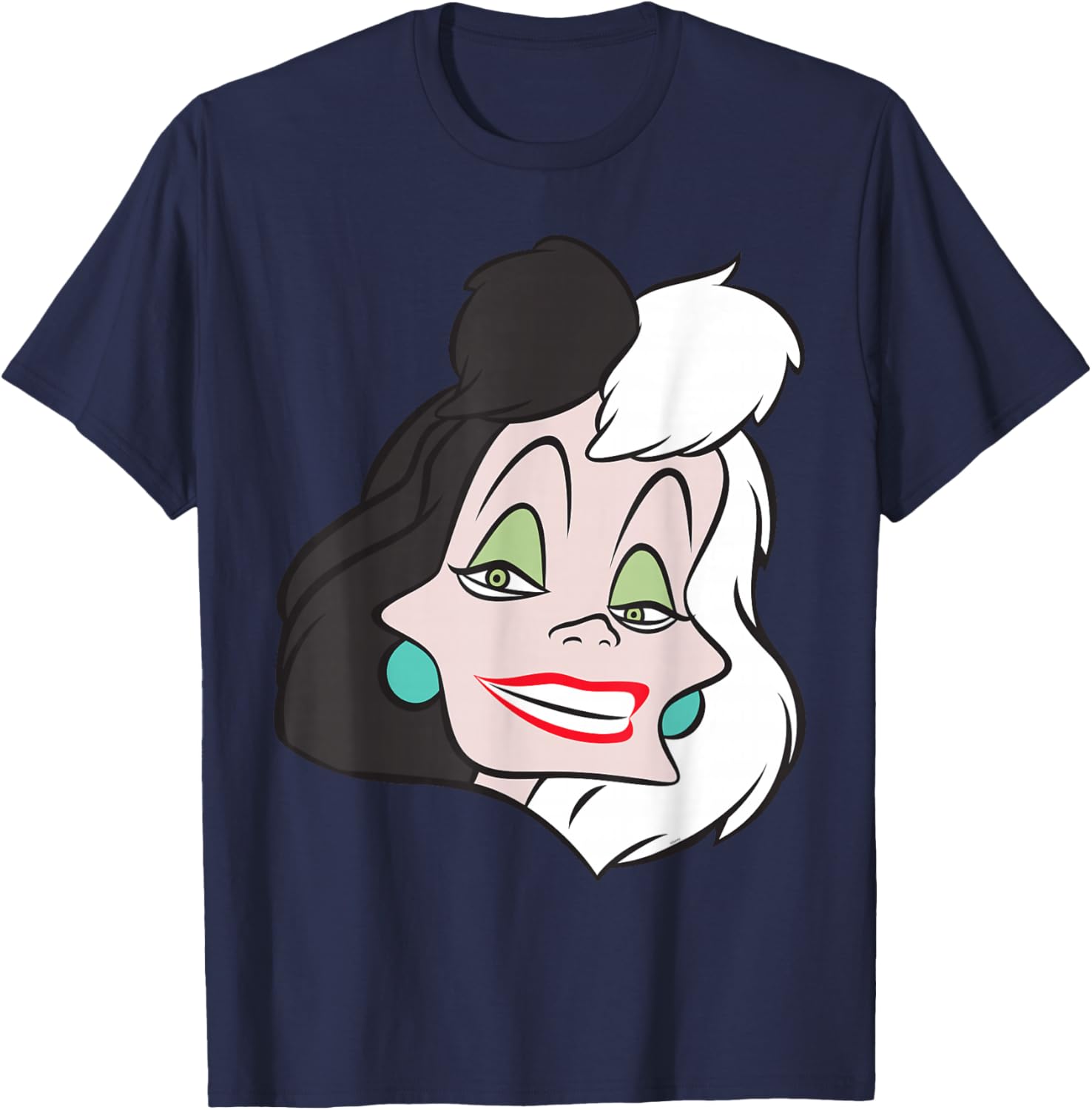 Fashionable Cruella De Vil Big Face T-Shirt for Disney Villains Fans - 3