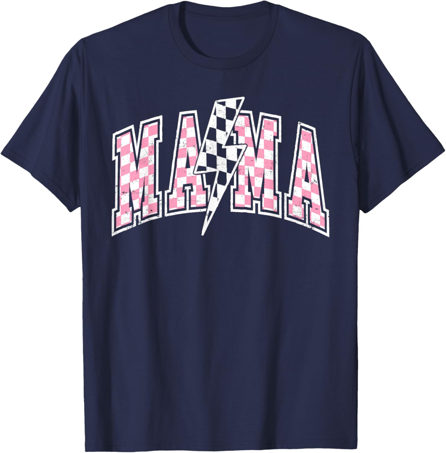 Mama Lightning Bolt Checkered Mom T-Shirt for Stylish Moms - 18