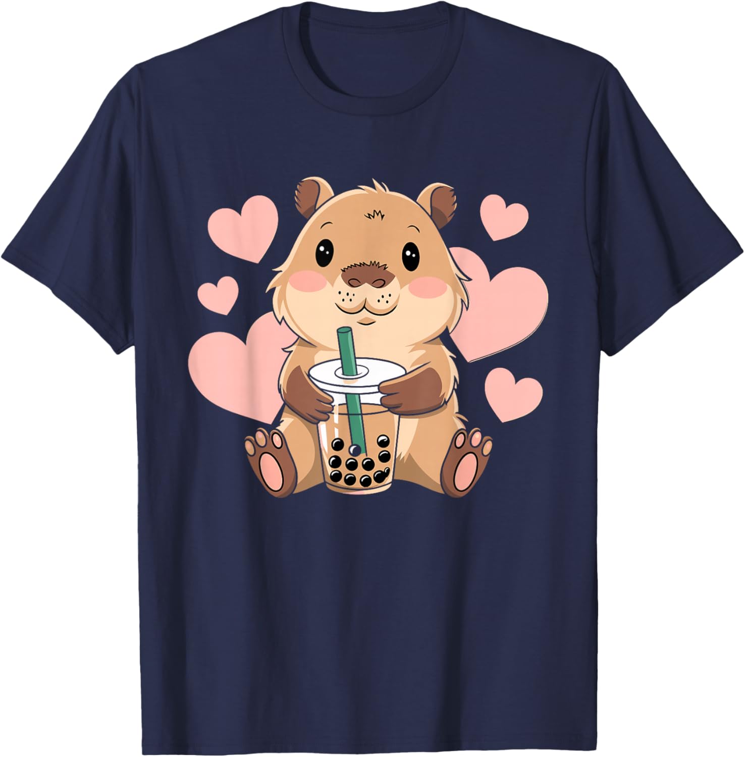 Cute Capybara Boba Tea T-Shirt for Women, Teens, and Kids - 18