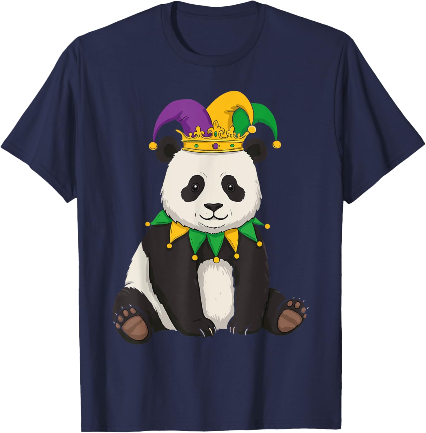 Funny Panda Mardi Gras Jester Hat Tee Cute Gift T-Shirt for All Ages - 5