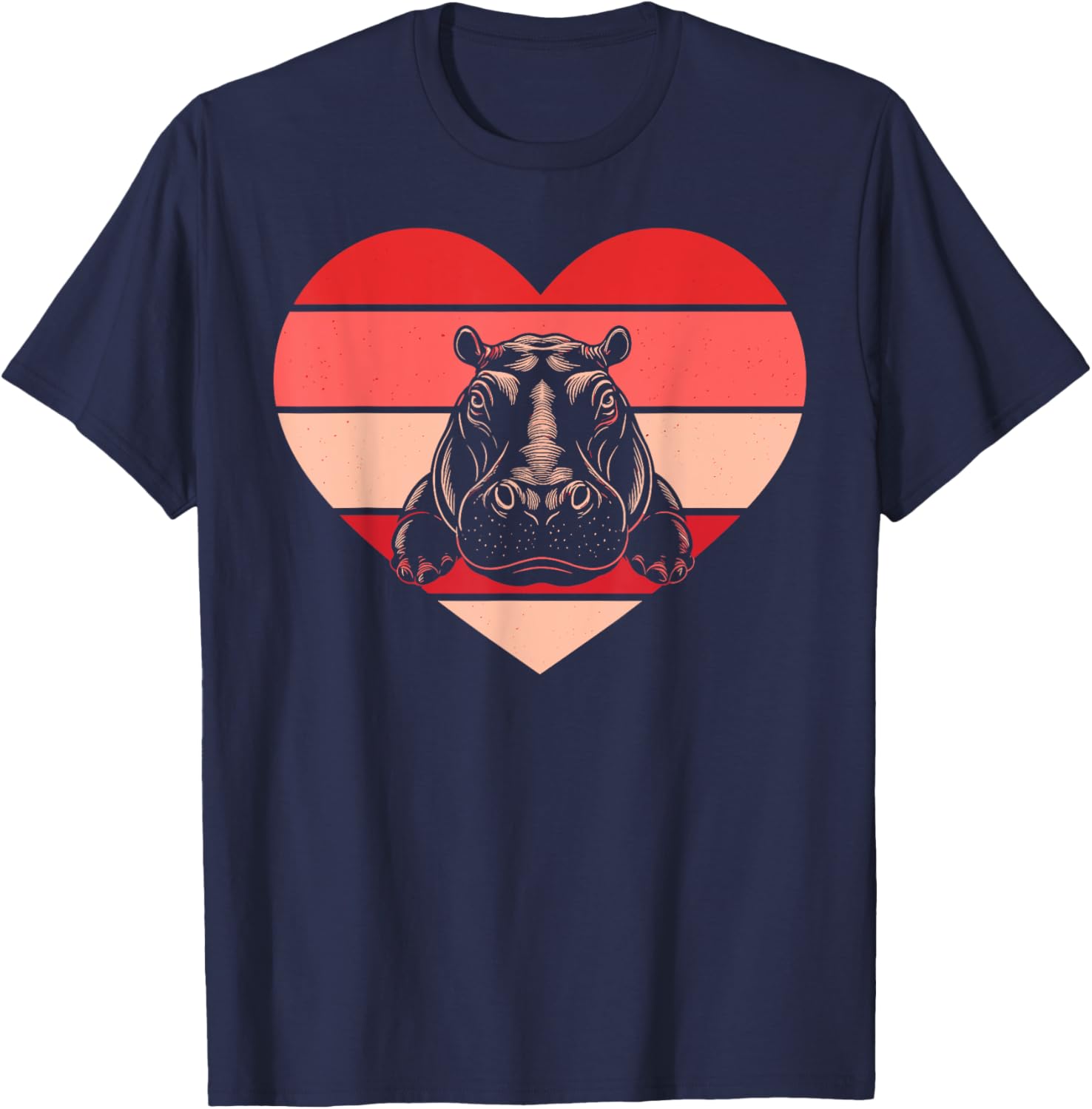 Retro Heart Hippo Vintage Valentine T-Shirt for Women, Men, and Kids - 3
