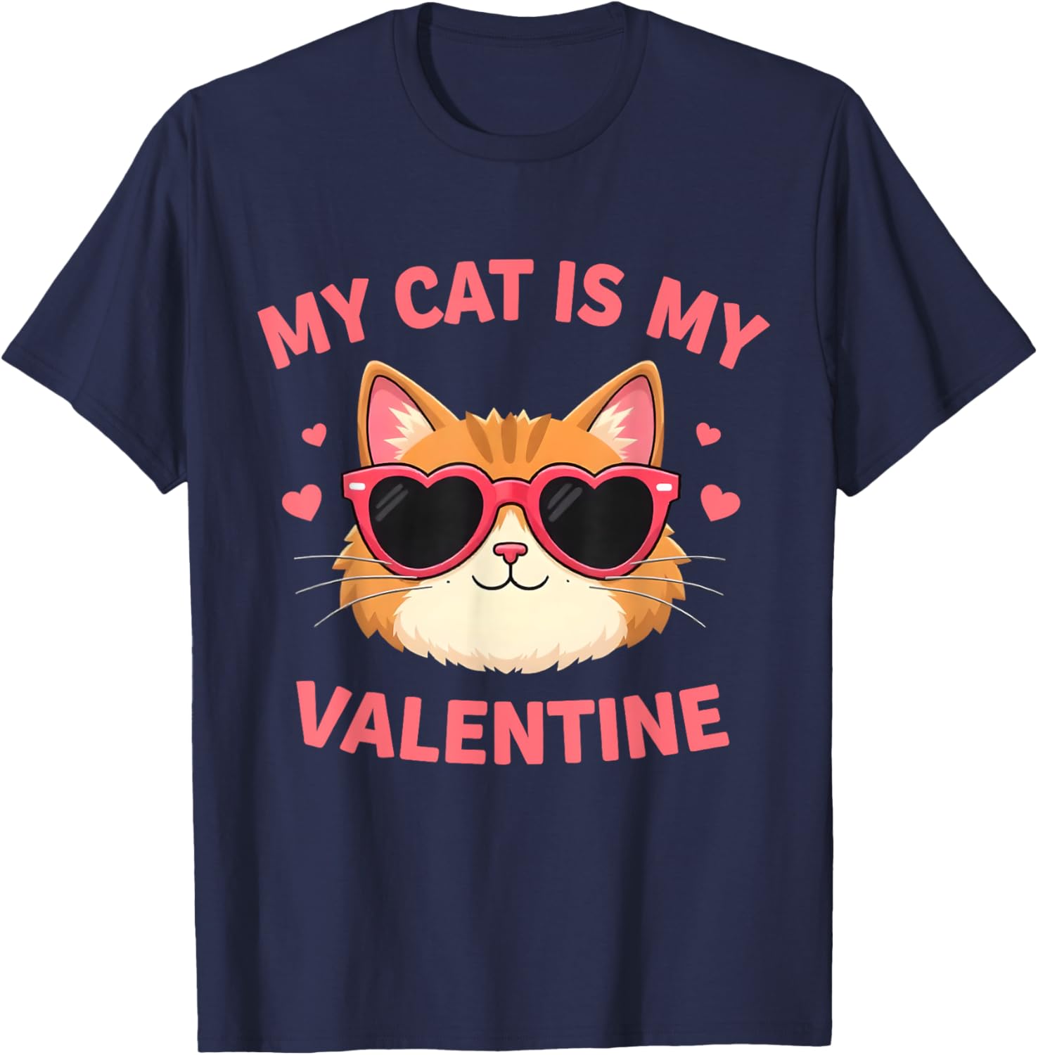 Cute Cat Lover Valentine's Day T-Shirt with Hearts for Cat Owners - 15