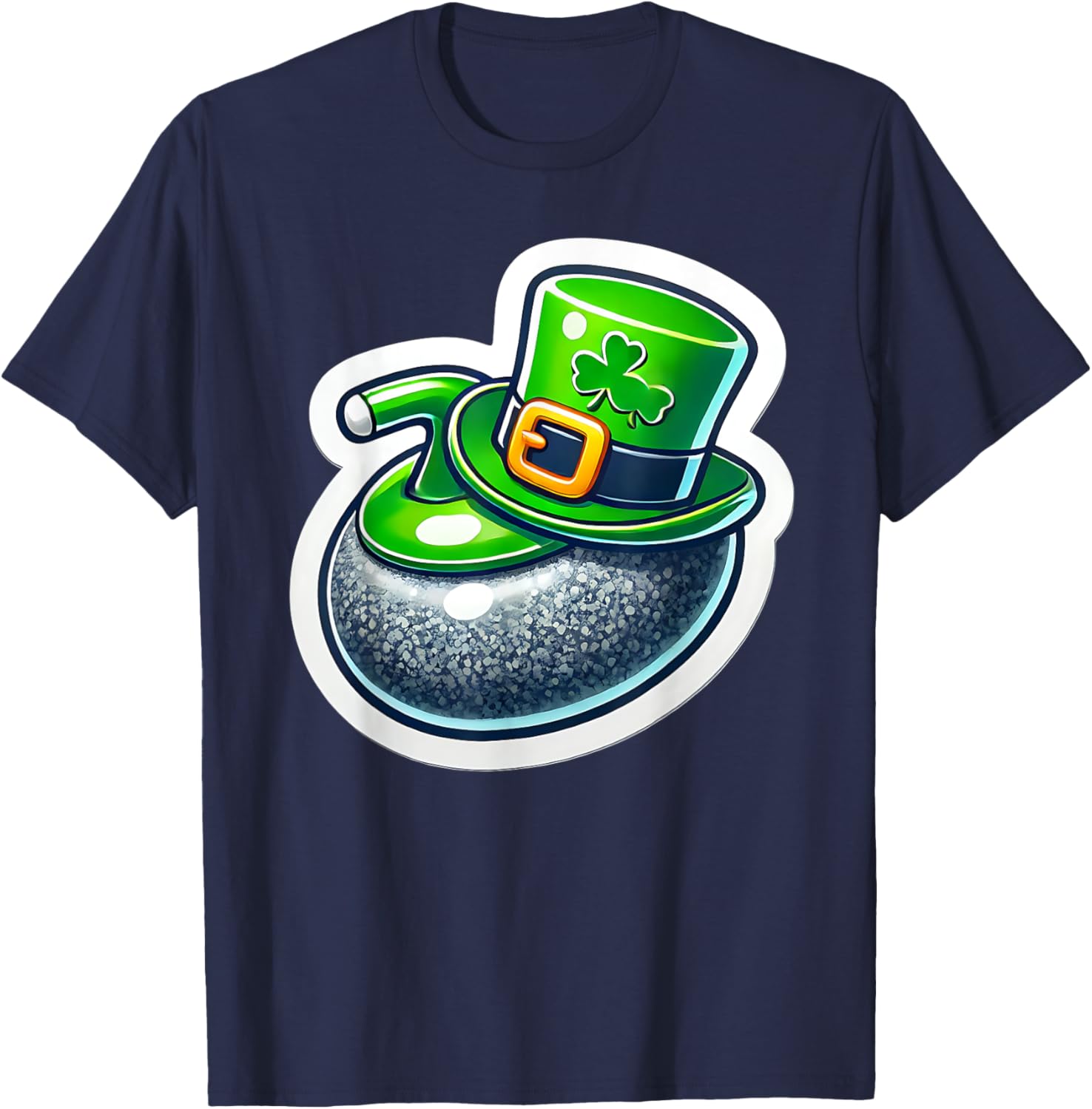 St. Patrick's Day Curling Stone Hat Irish Spirit Funny T-Shirt for Fun - 9