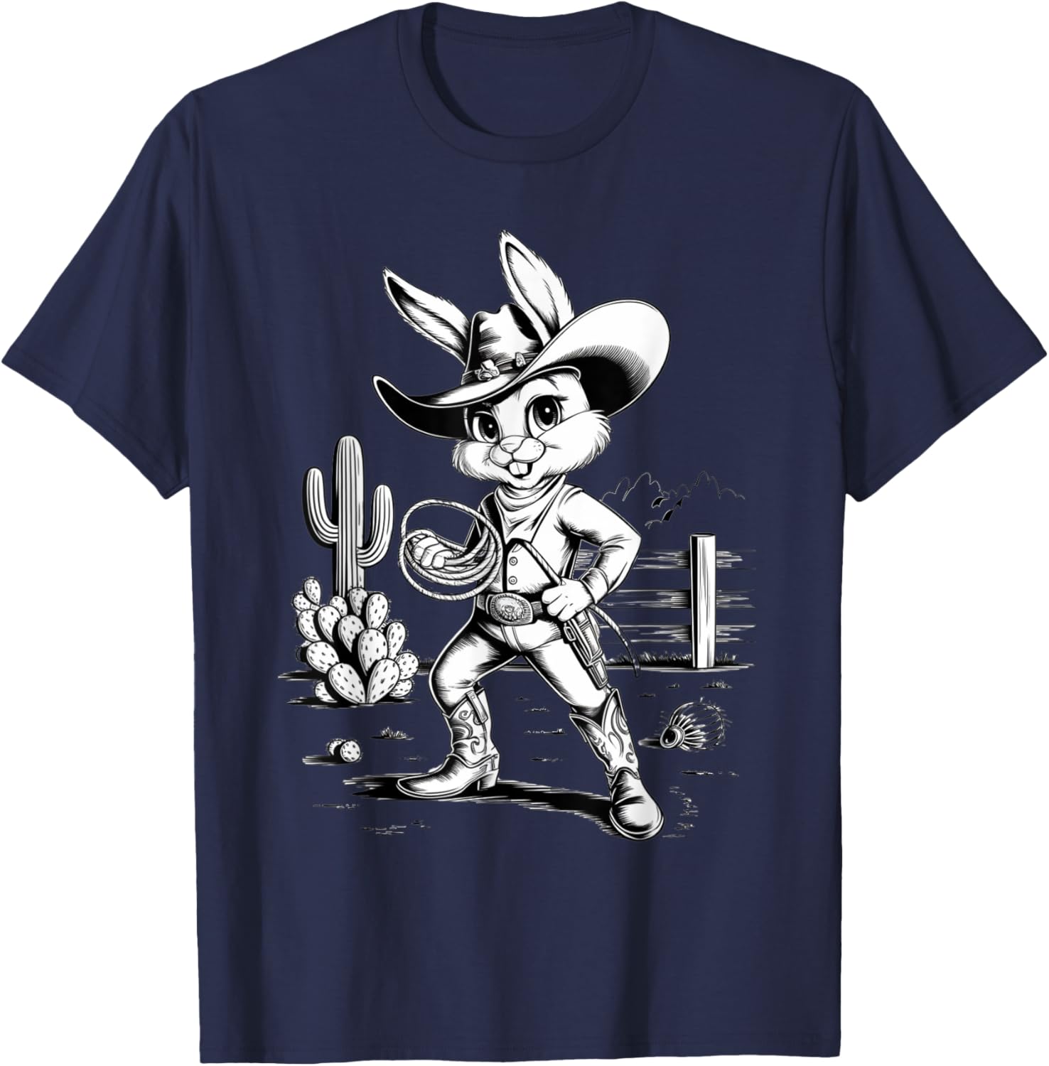 Cowboy Bunny Western Adventure T-Shirt for Fun Desert Inspired Style - 1