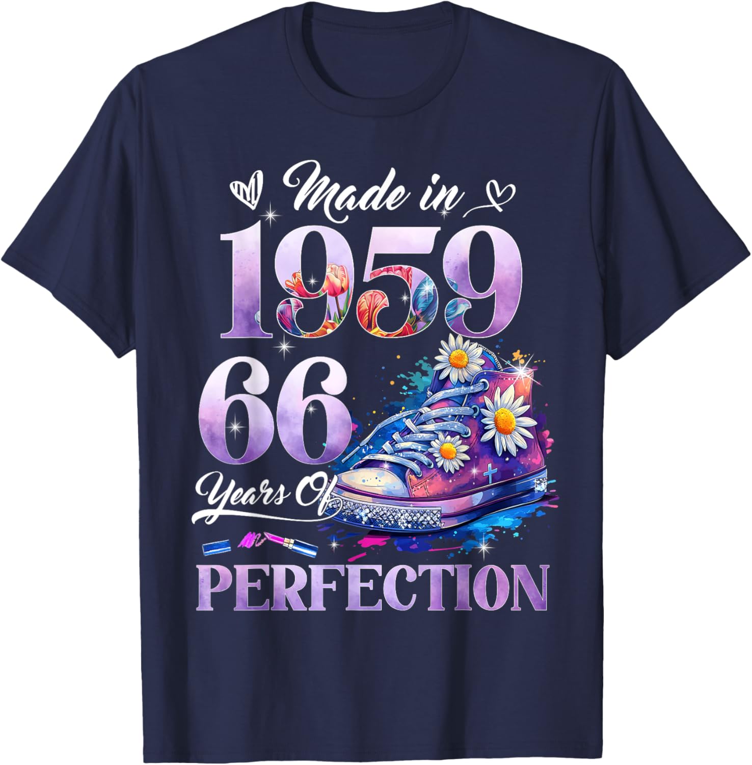 Floral 66th Birthday T-Shirt for Women Made in 1959 Unique Gift - 8