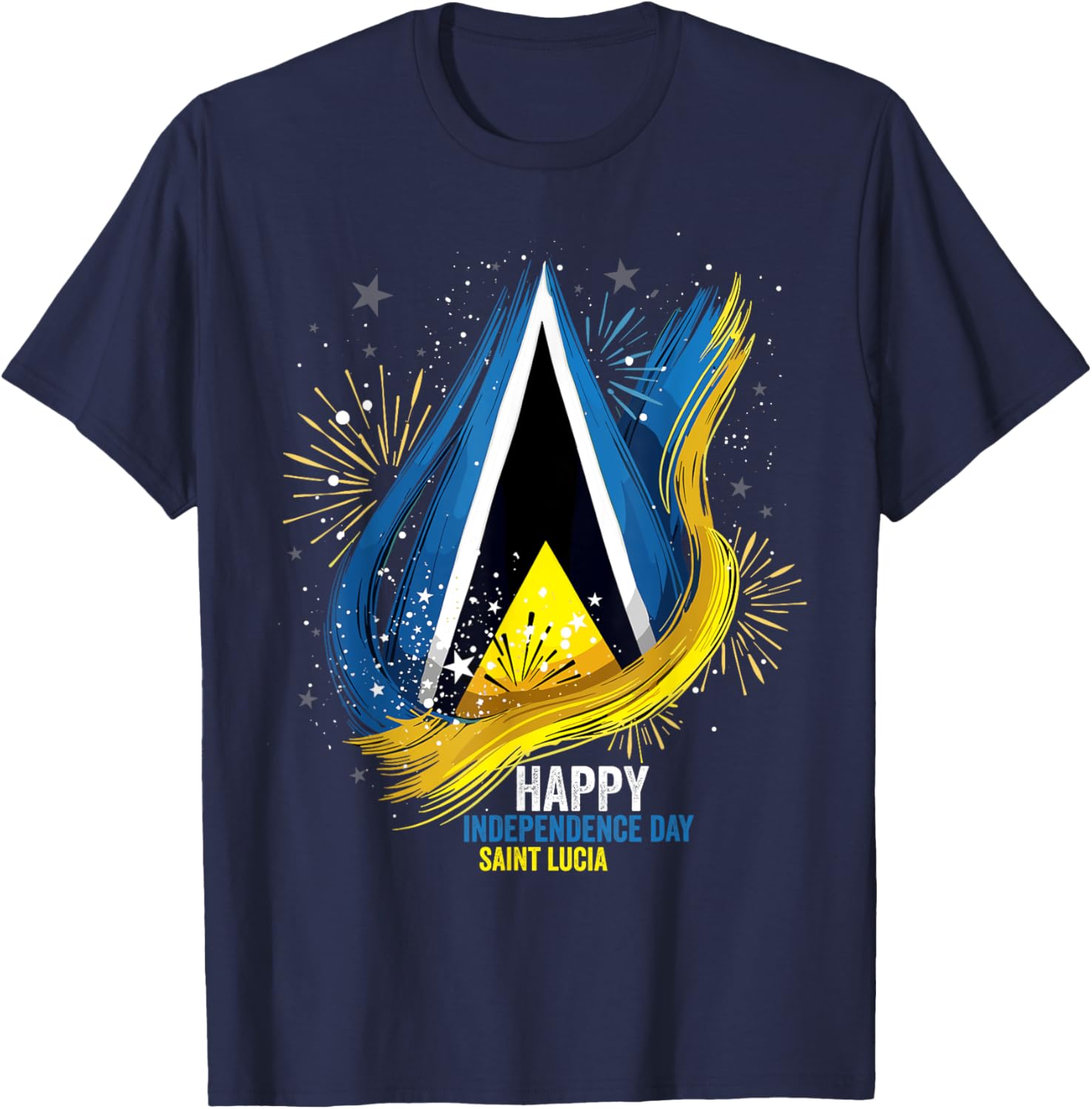 Happy Independence Day Saint Lucia Flag Men's T-Shirt for Celebration - 3