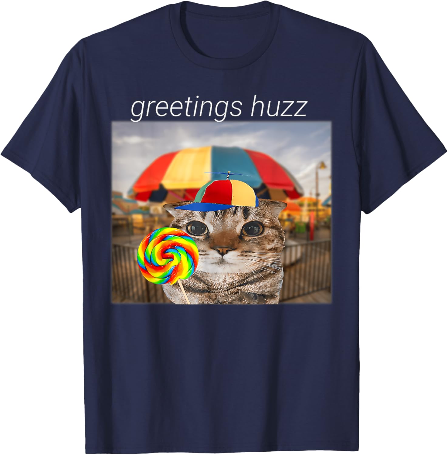 Funny Cat Huzz Meme T-Shirt for Men and Women - Cute Lollipop Design - 3