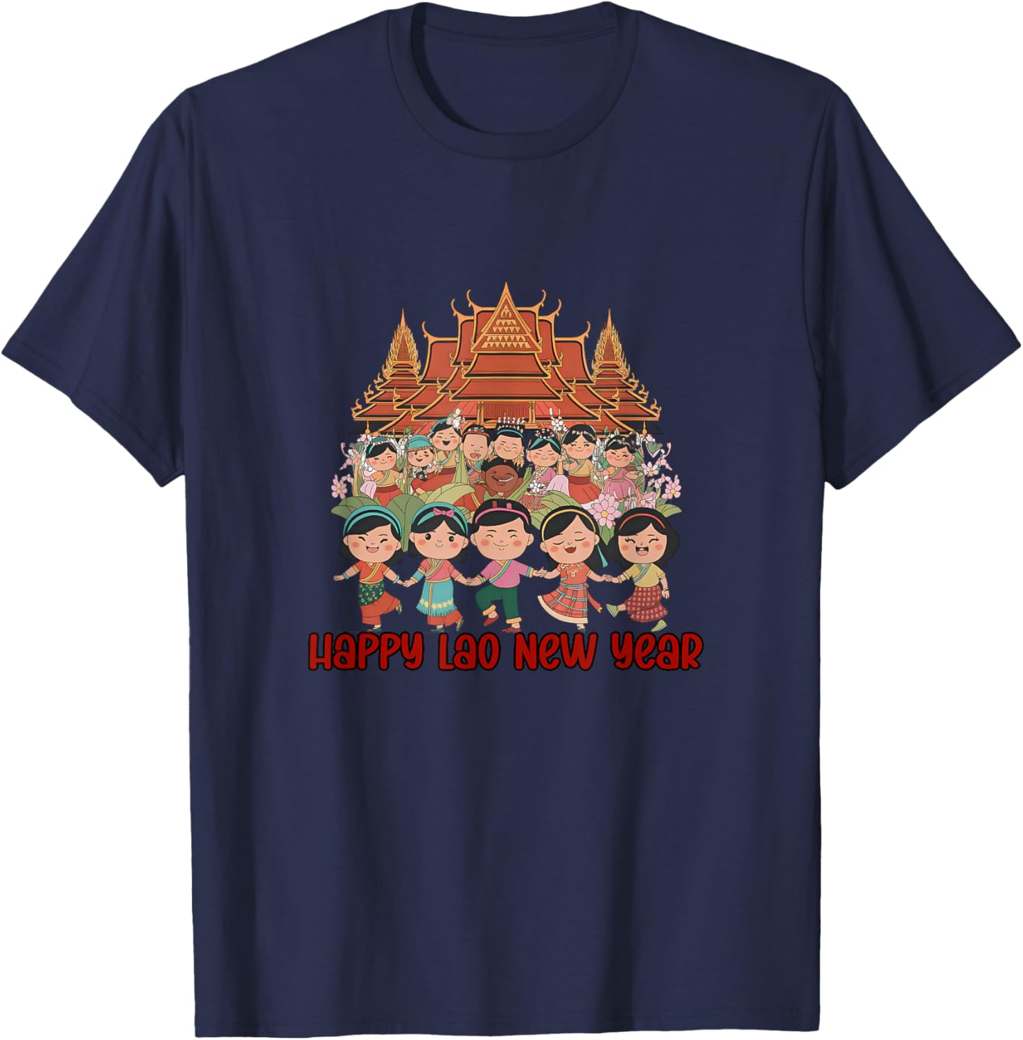 Laos Happy Lao New Year Temple T-Shirt for Celebrating Pi Mai Festival - 5