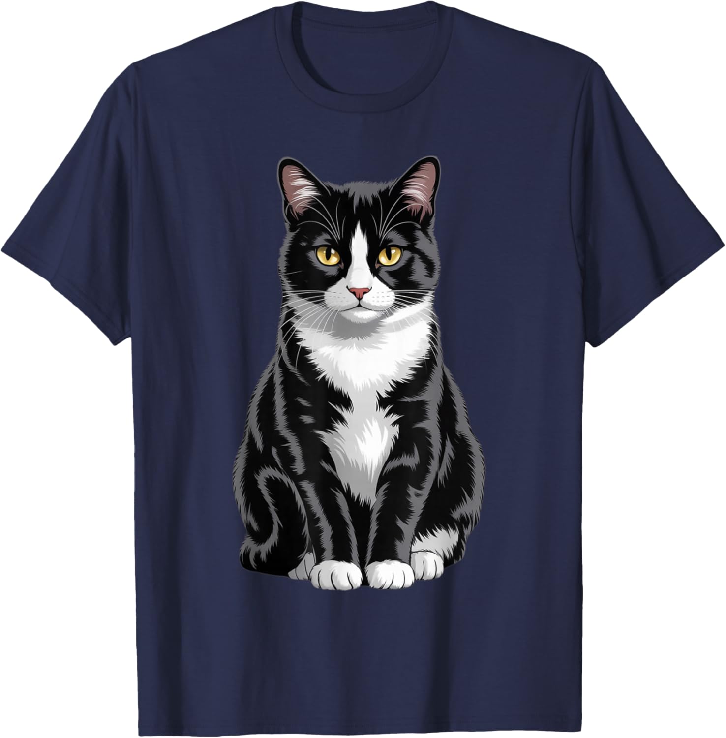 Majestic Tuxedo Cat Art T-Shirt for Cat Lovers - Unisex Kids and Adults - 11