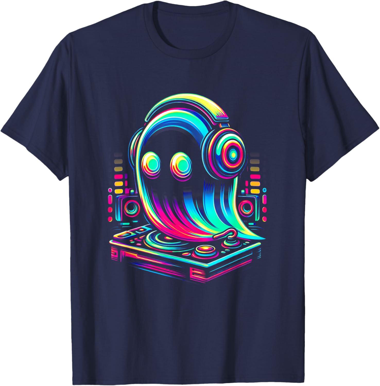 Ghost Optical EDM Rave DJ T-Shirt for House Music Festival Fans - 9