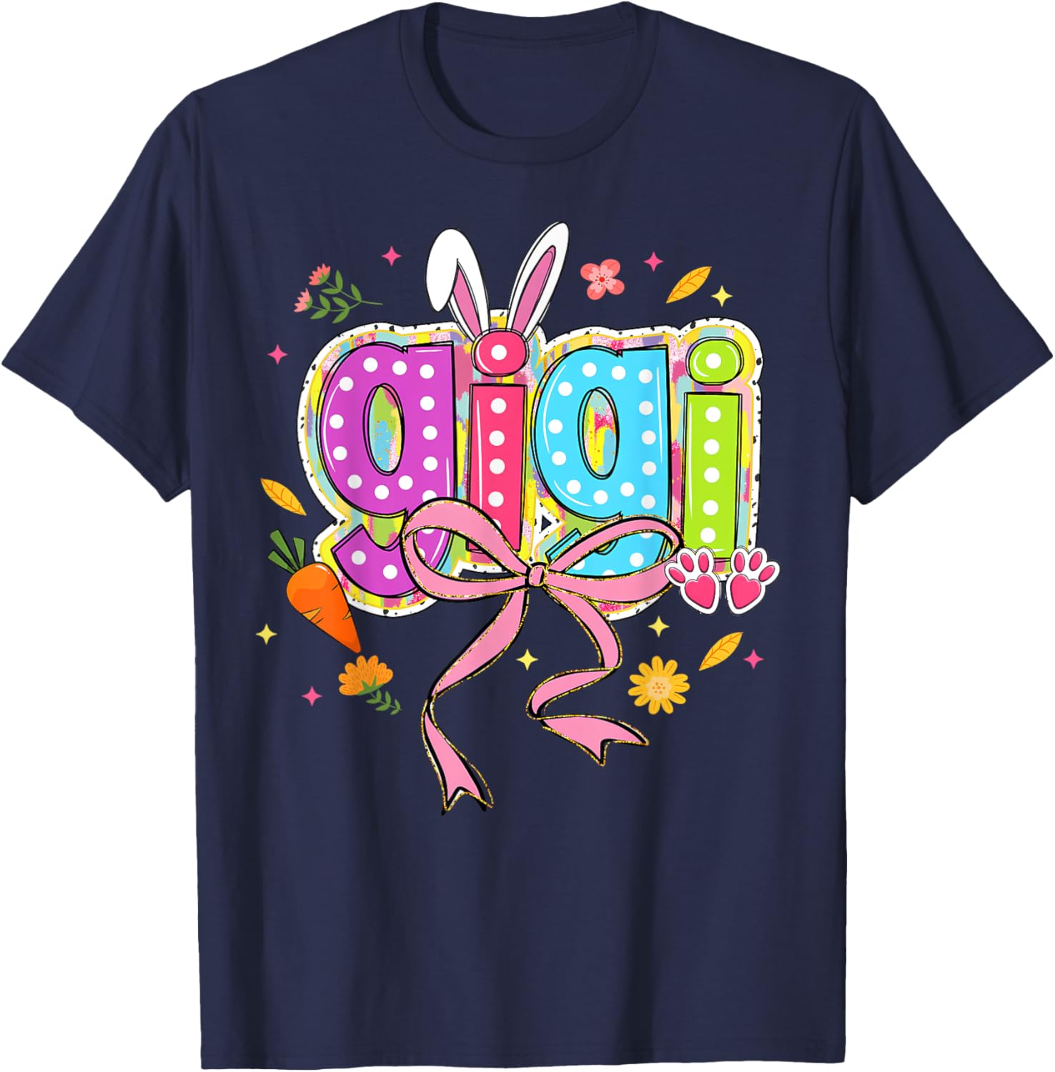 Coquette Bow Bunny Gigi Easter T-Shirt with Boho Floral Design for Family - 19