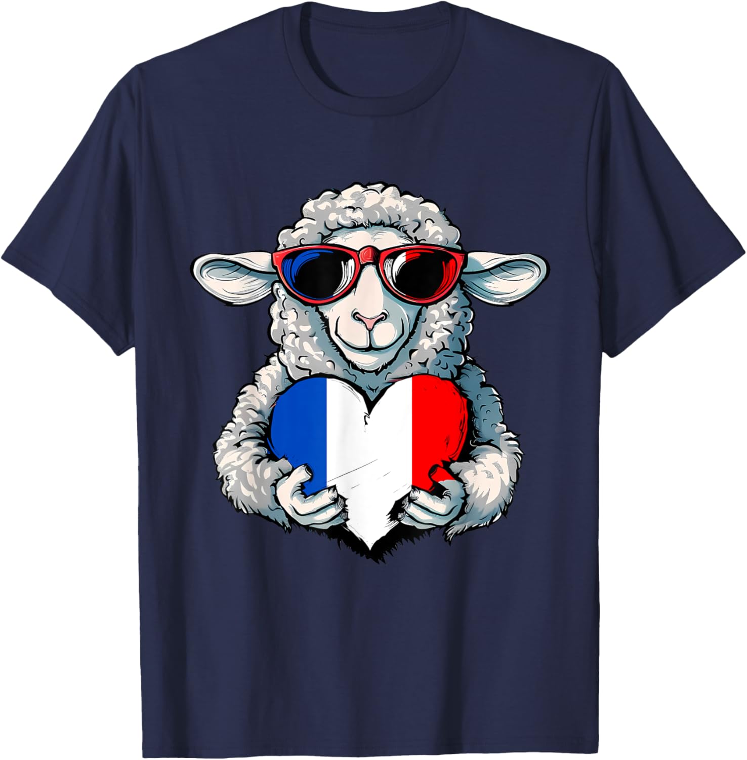 French Pride T-Shirt with France Flag and Sheep Design for Stylish Wear - 24