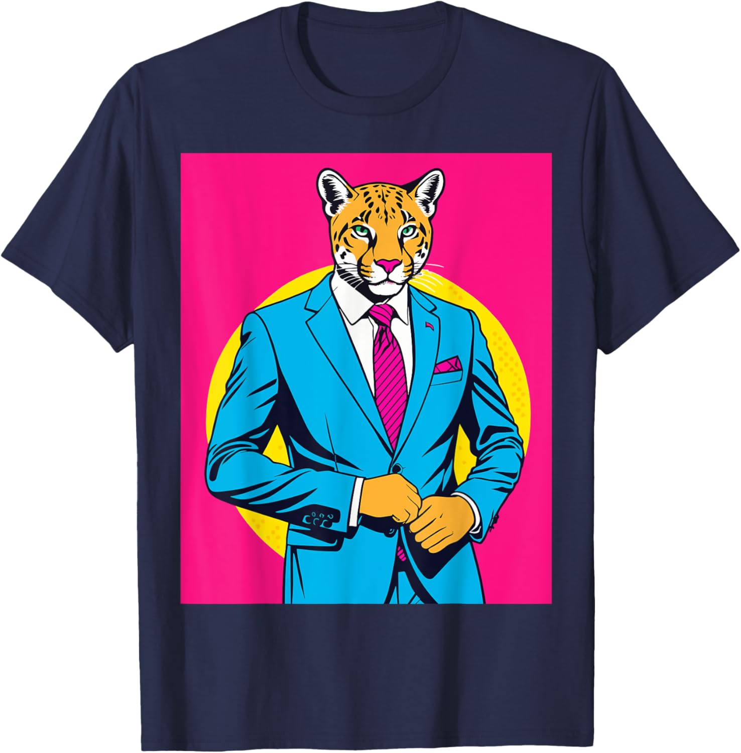Pop Art Puma in Business Suit T-Shirt for Stylish Animal Lovers - 20