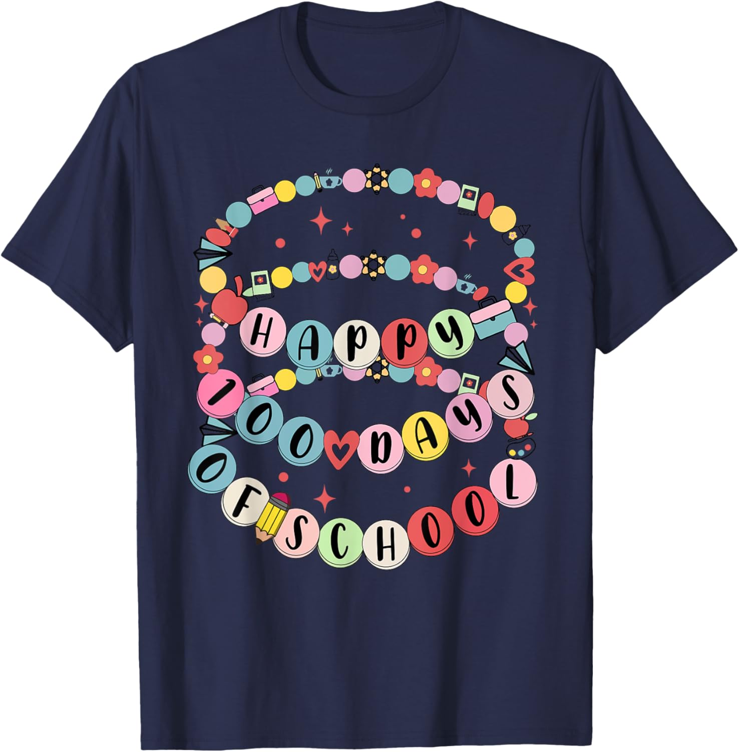Cute Little Girl 100 Days Of School Friendship Bracelet T-Shirt - 1