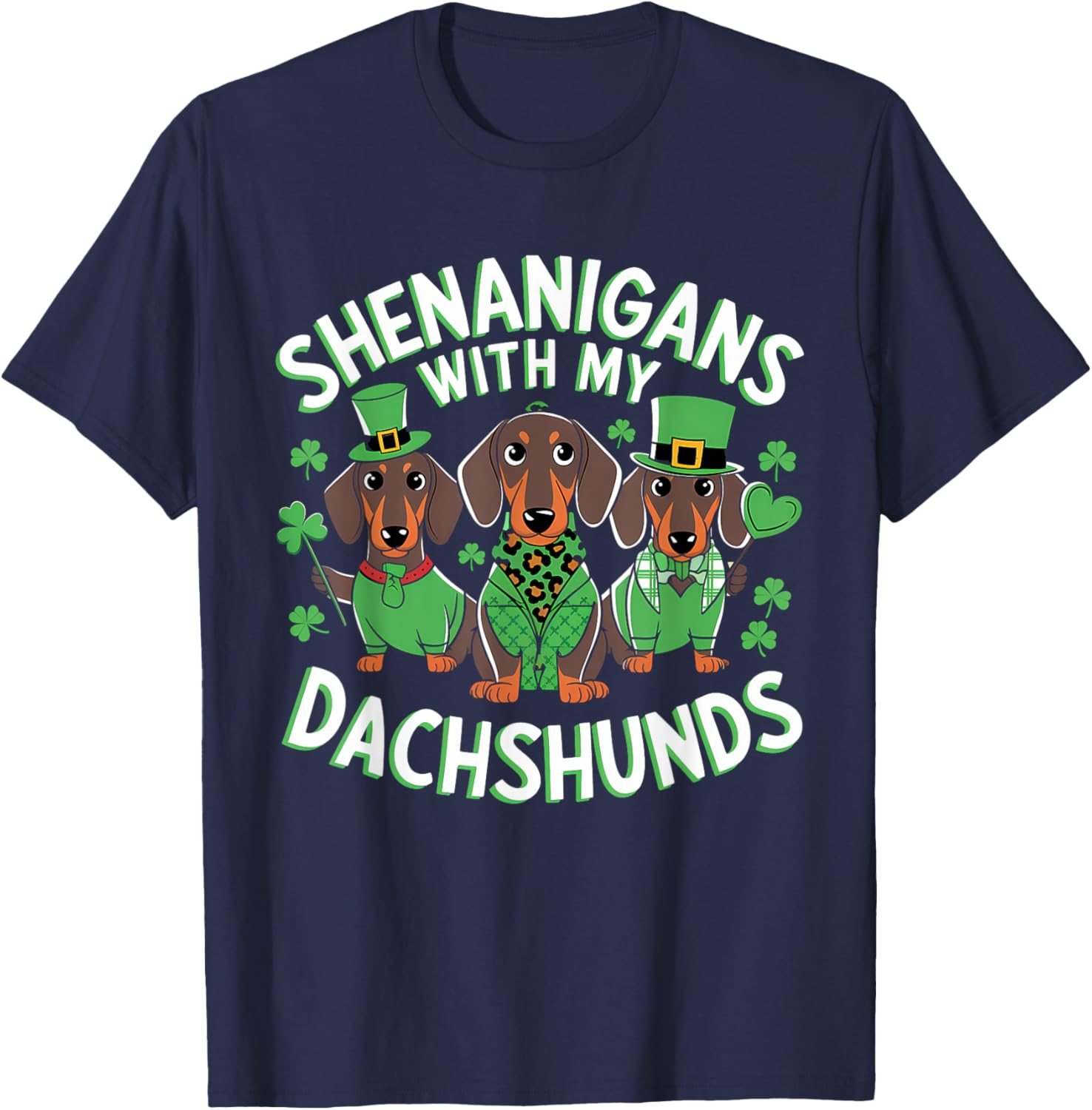 St Patrick's Day Irish Dachshund Shamrock T-Shirt for Dog Lovers - 9