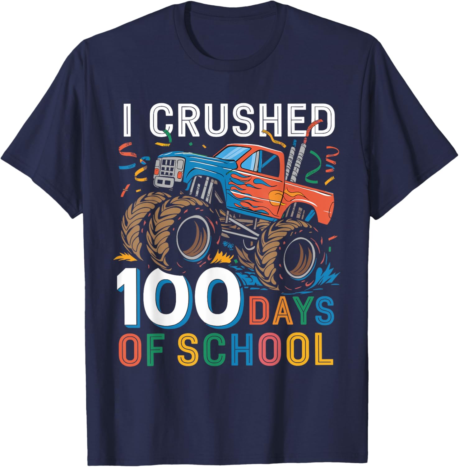 100 Days of School Monster Truck T-Shirt for Boys Fun School Spirit - 2