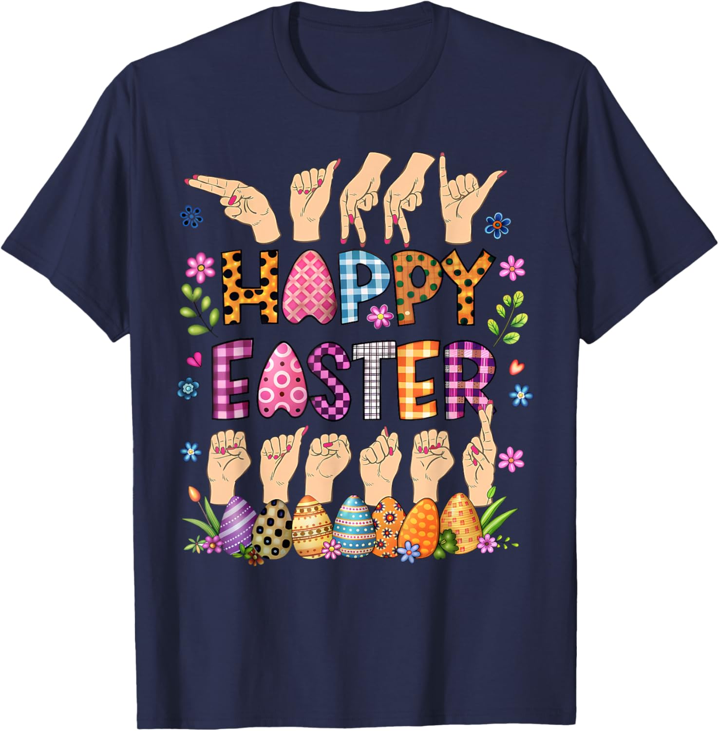 Happy Easter Eggs ASL Teacher T-Shirt for Fun Celebrations - 9