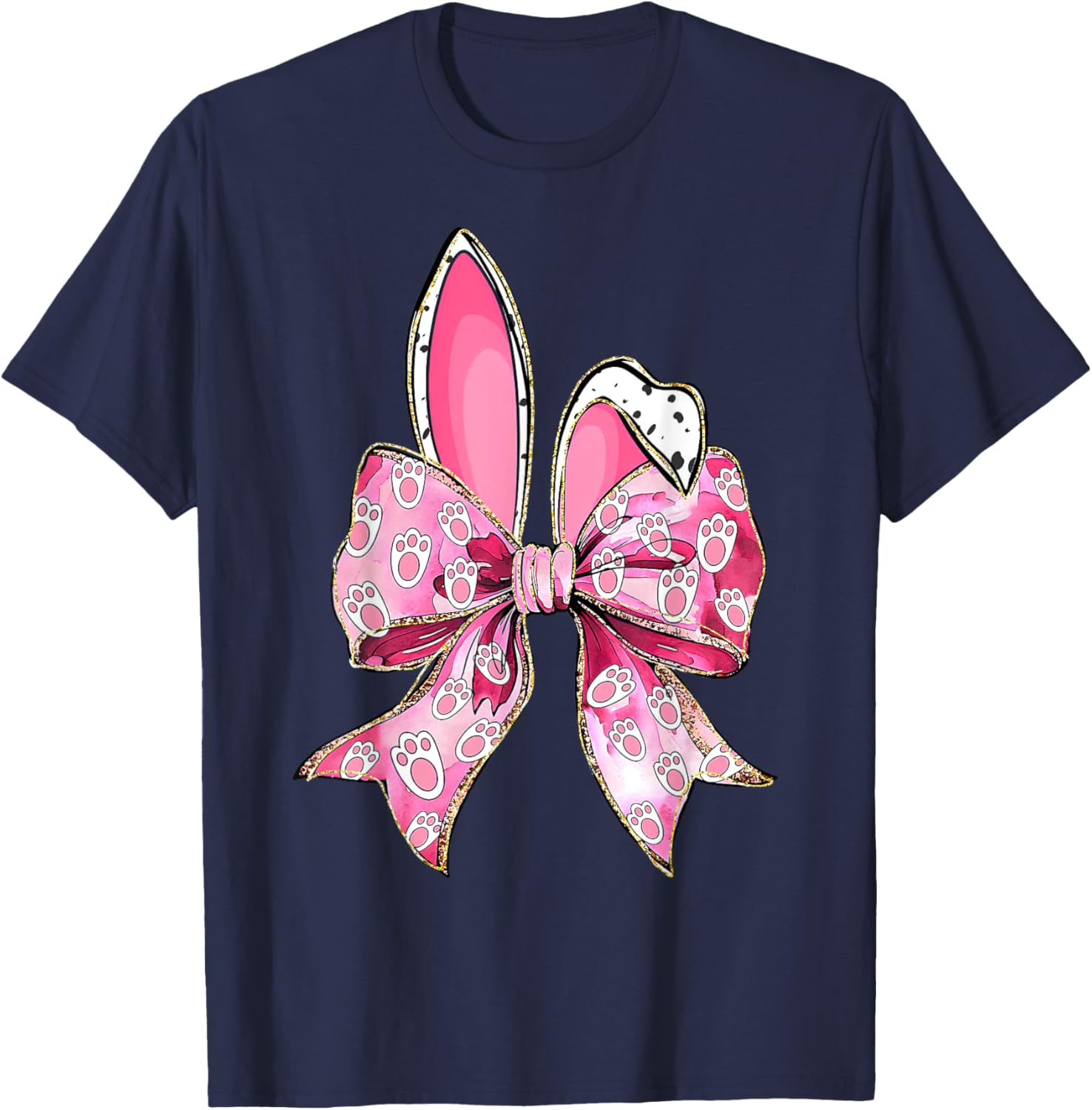 Happy Easter Bunny Coquette Bow Ears T-Shirt for Girls and Women - 17
