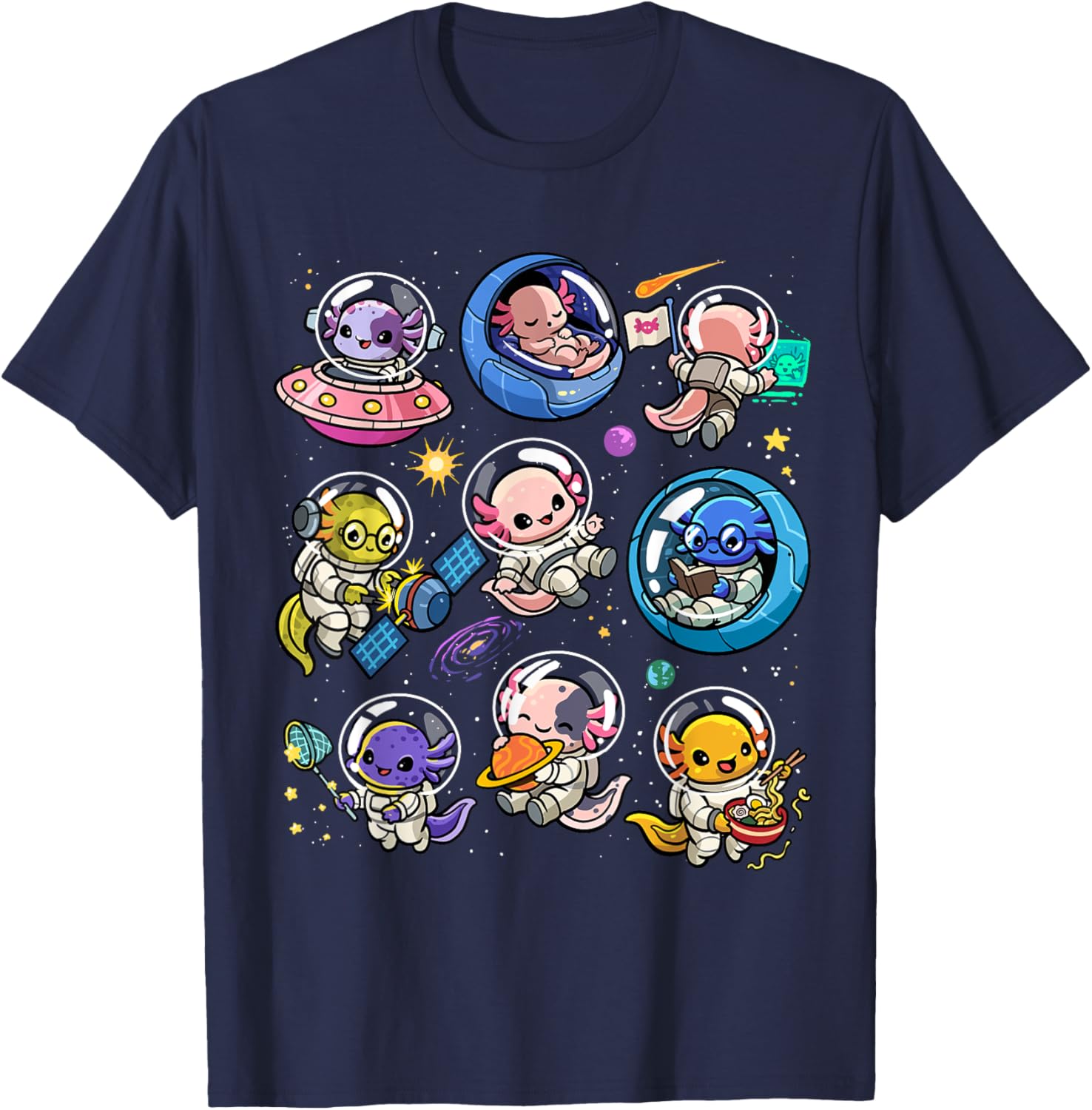 Cute Galaxy Axolotl Astronaut T-Shirt for Space Lovers and Kids - 23