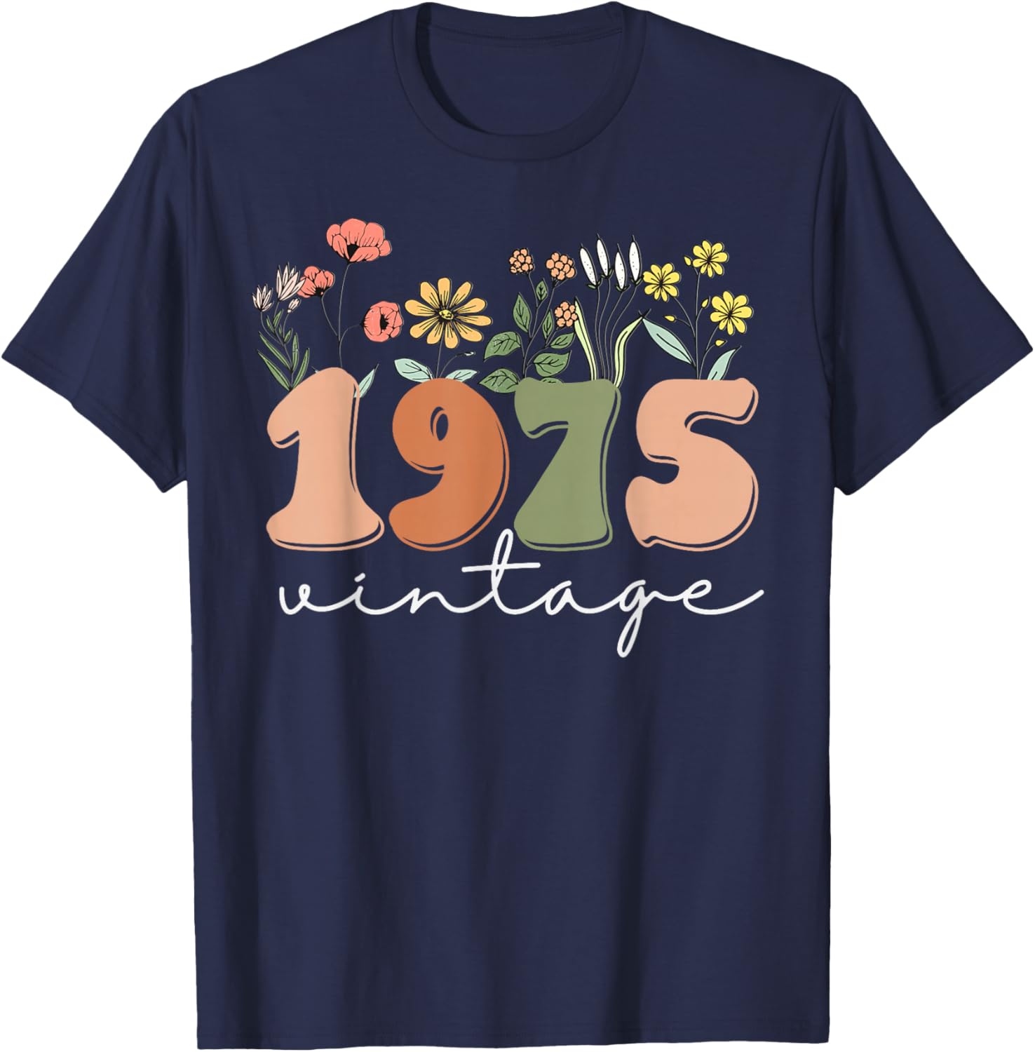 Vintage 1975 50th Birthday Wildflower T-Shirt for Women - 15